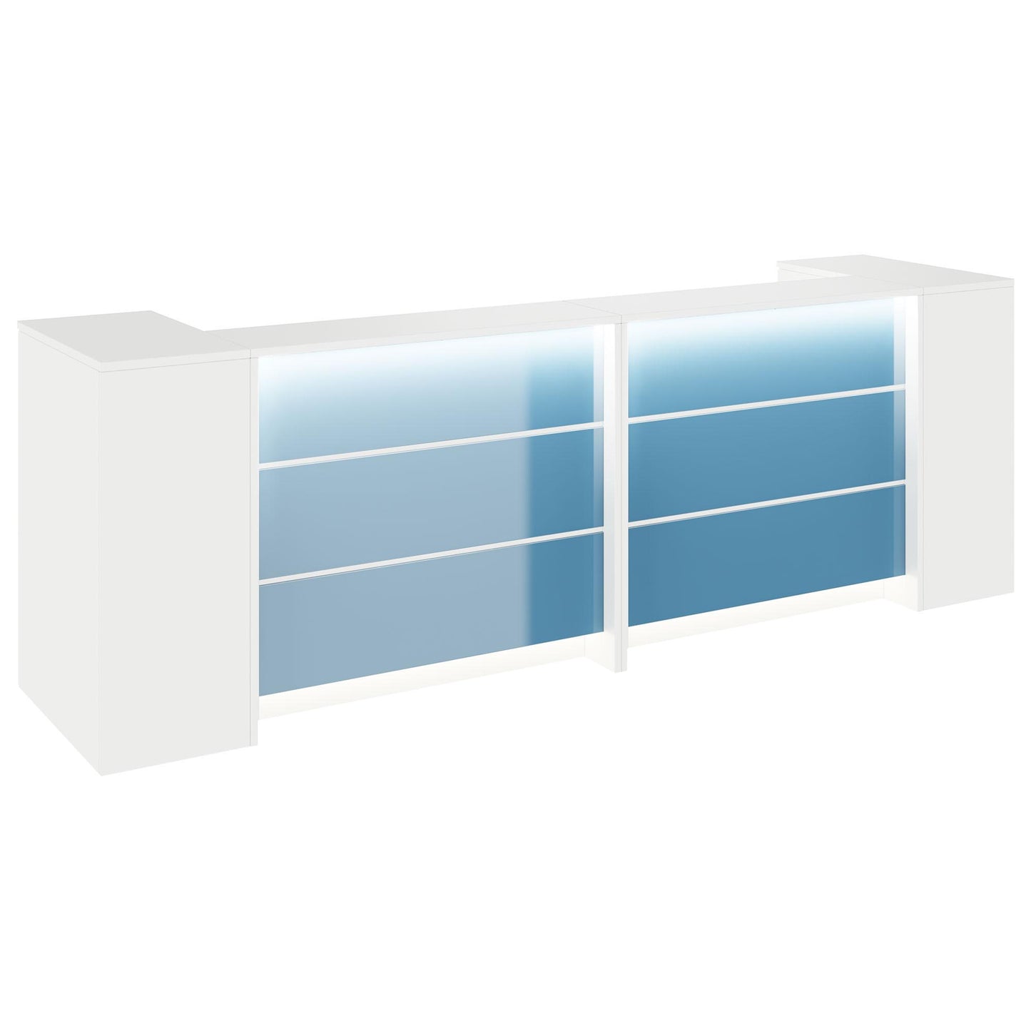 NOVUM Empfangstheke | 3200 - 4000 mm, Multicolor-LED-Beleuchtung, Weiß