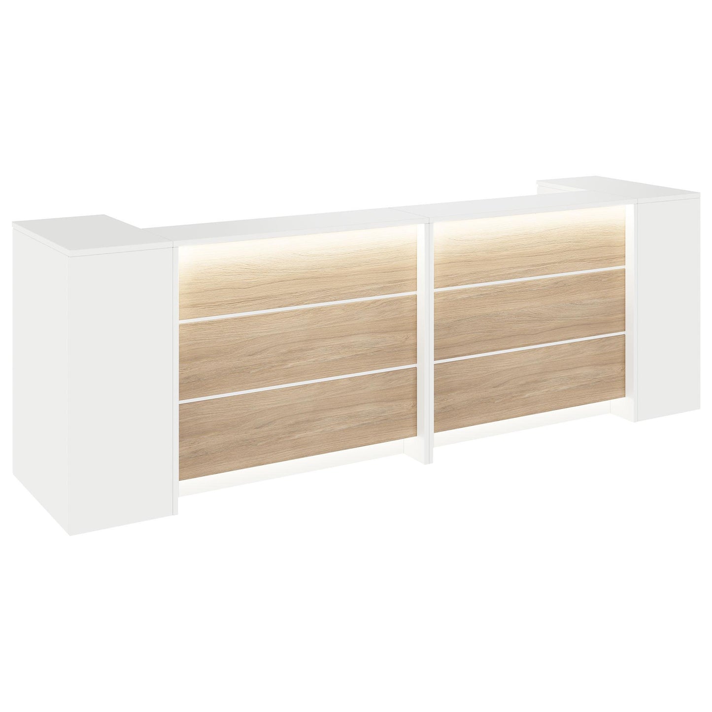 NOVUM Empfangstheke | 3200 - 4000 mm, Multicolor-LED-Beleuchtung, Weiß