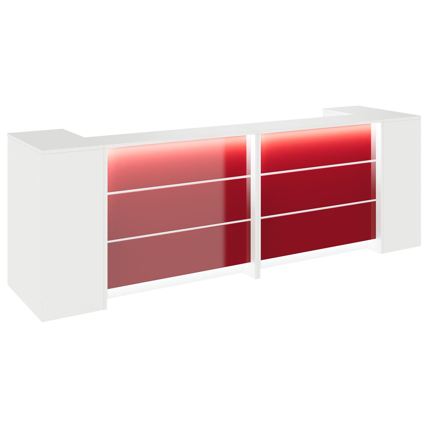 NOVUM Empfangstheke | 3200 - 4000 mm, Multicolor-LED-Beleuchtung, Weiß