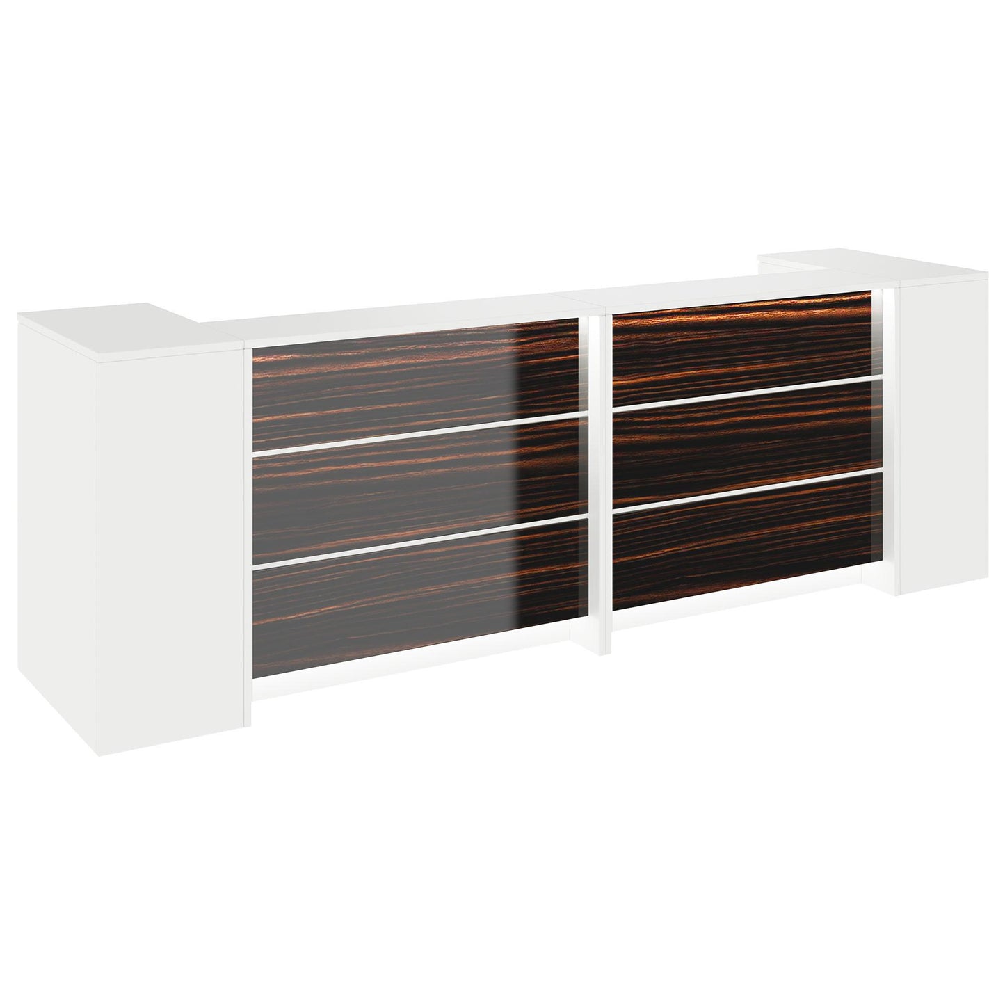 NOVUM Empfangstheke | 3200 - 4000 mm, Multicolor-LED-Beleuchtung, Weiß