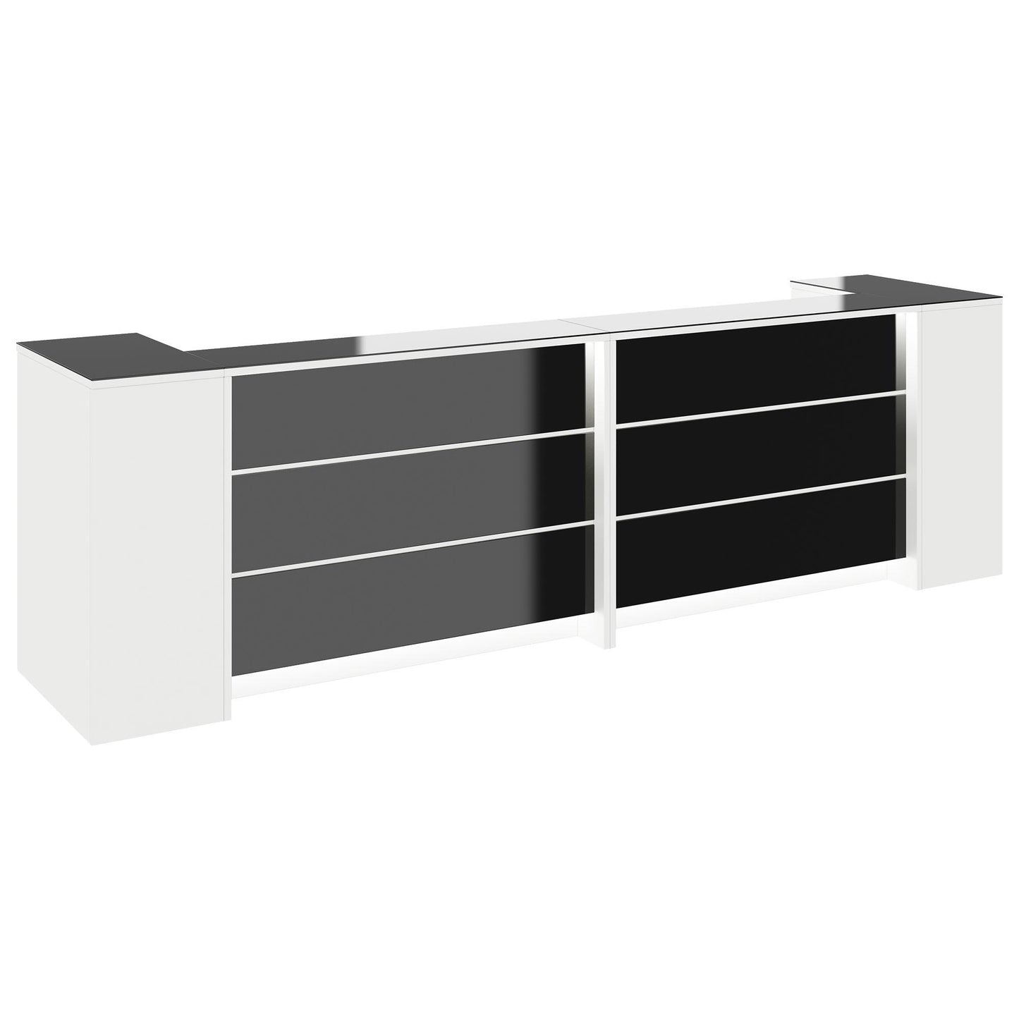 NOVUM Empfangstheke | 3200 - 4000 mm, Multicolor-LED-Beleuchtung, Weiß