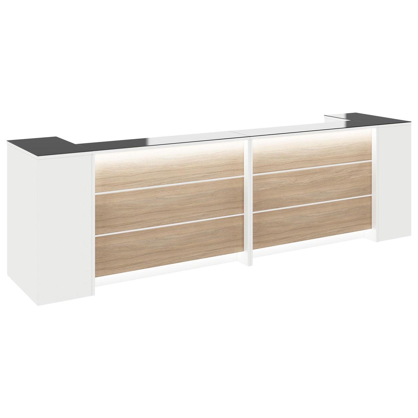 NOVUM Empfangstheke | 3200 - 4000 mm, Multicolor-LED-Beleuchtung, Weiß