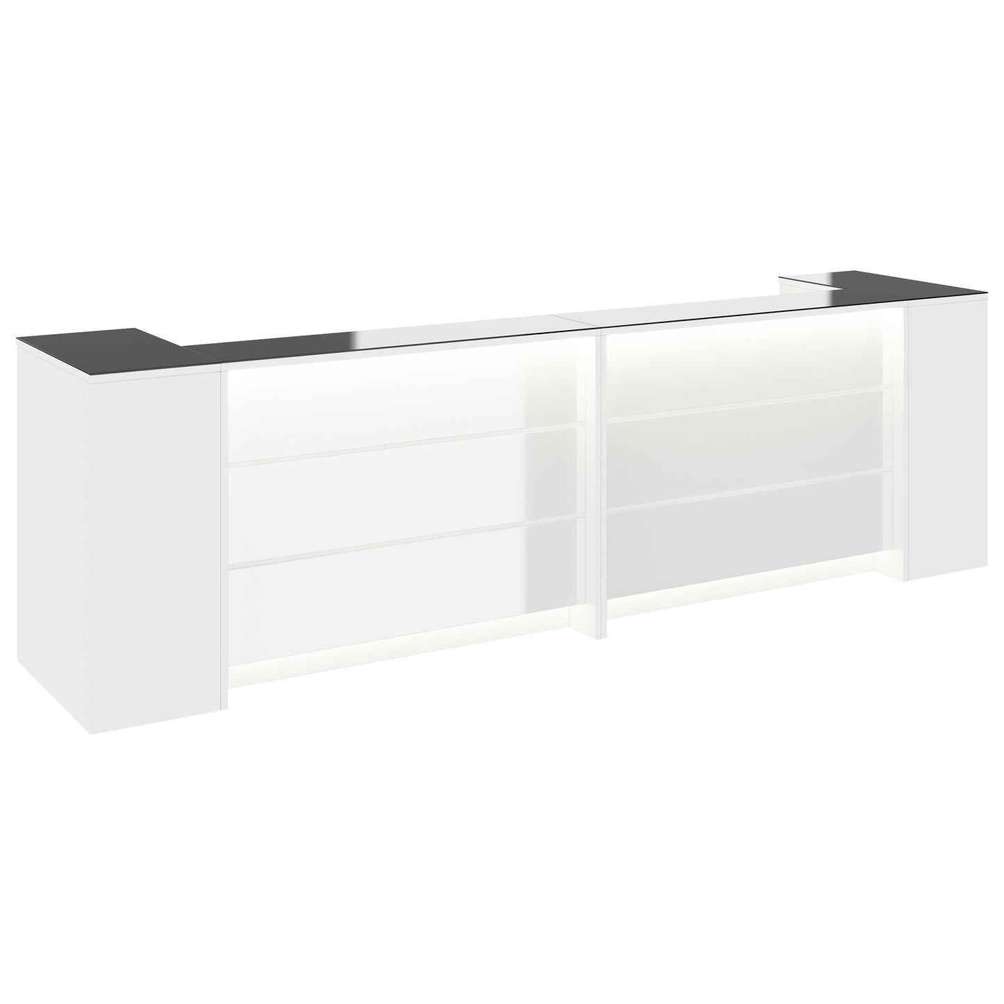 NOVUM Empfangstheke | 3200 - 4000 mm, Multicolor-LED-Beleuchtung, Weiß