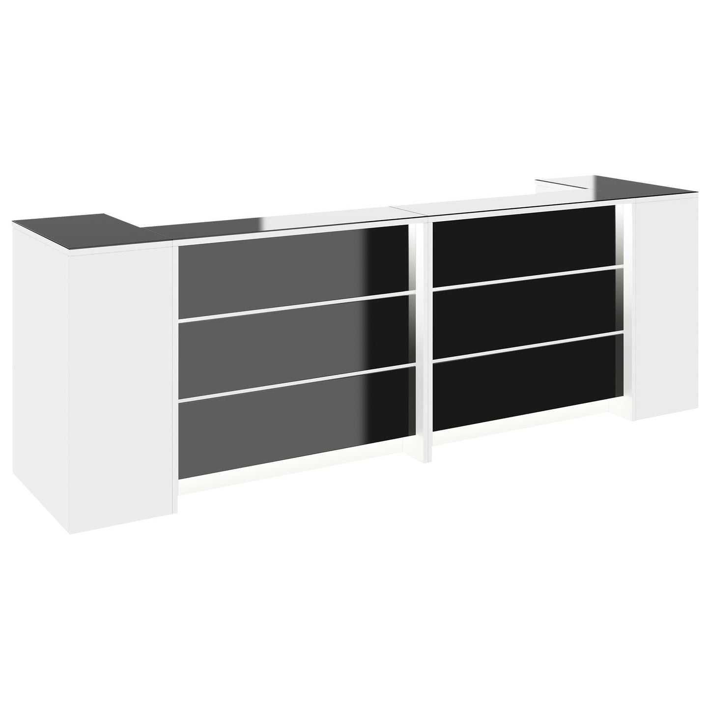 NOVUM Empfangstheke | 3200 - 4000 mm, Multicolor-LED-Beleuchtung, Weiß