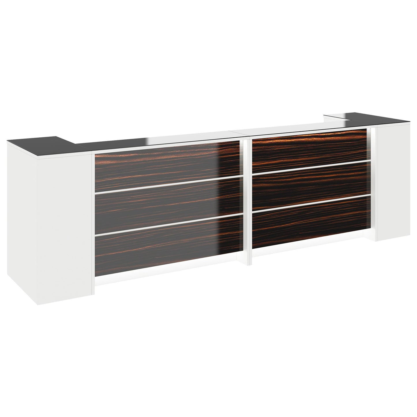 NOVUM Empfangstheke | 3200 - 4000 mm, Multicolor-LED-Beleuchtung, Weiß