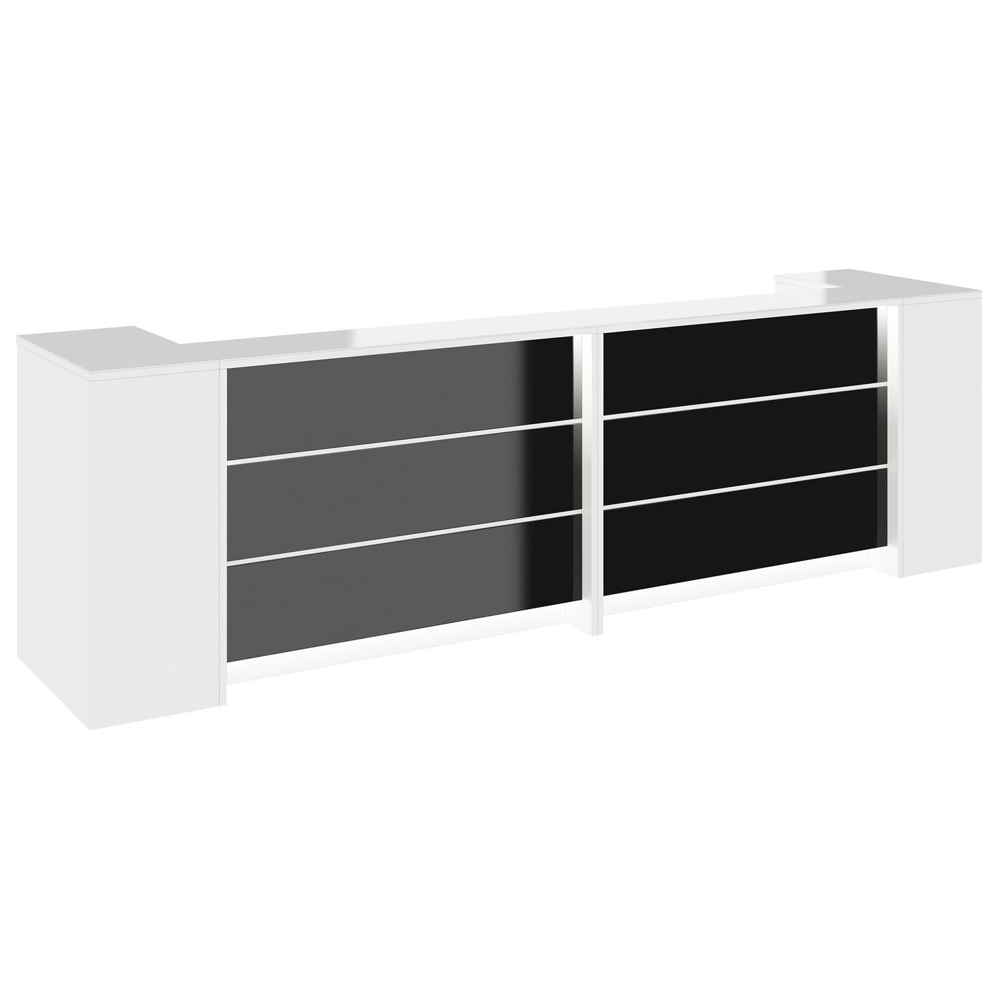NOVUM Empfangstheke | 3200 - 4000 mm, Multicolor-LED-Beleuchtung, Weiß