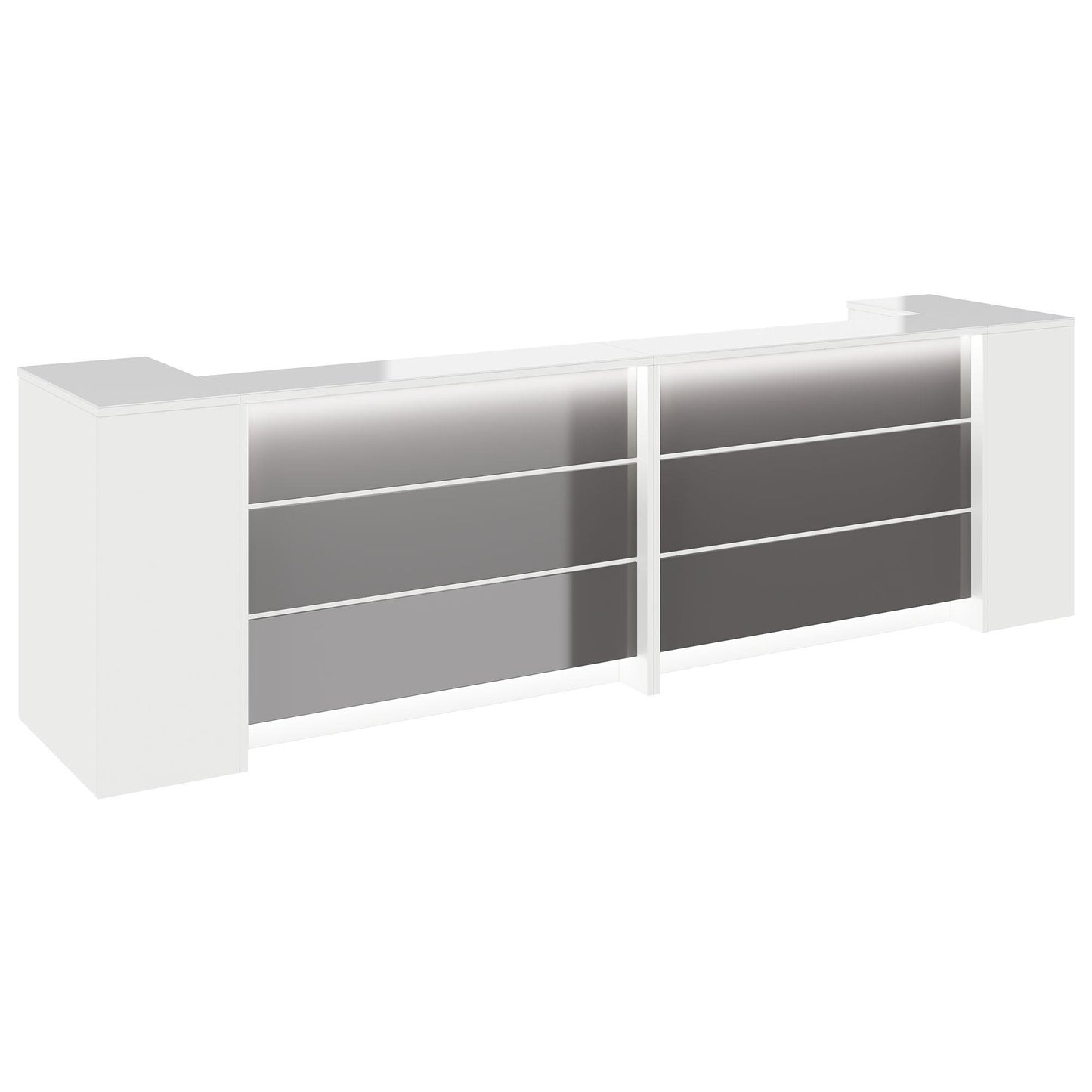 NOVUM Empfangstheke | 3200 - 4000 mm, Multicolor-LED-Beleuchtung, Weiß