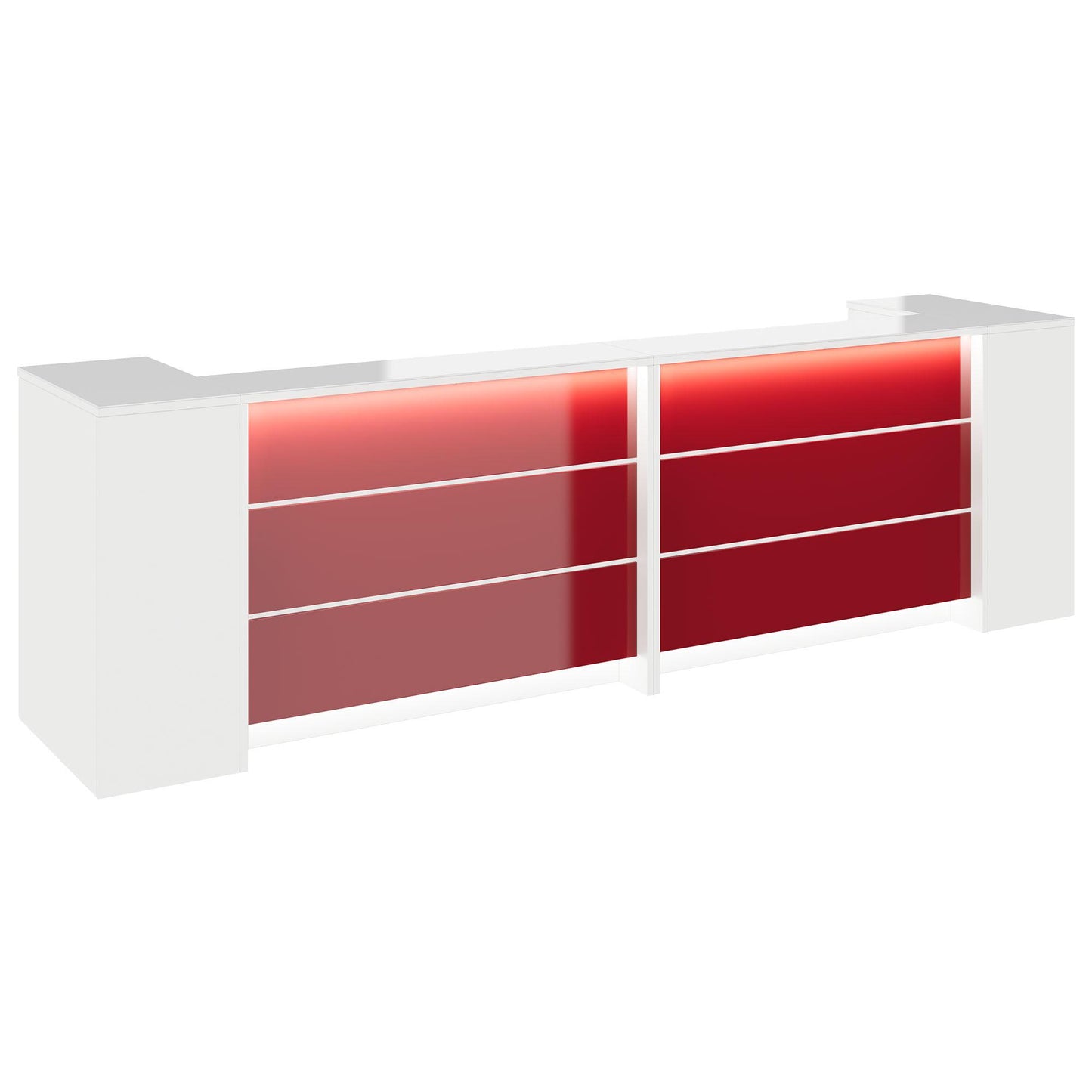 NOVUM Empfangstheke | 3200 - 4000 mm, Multicolor-LED-Beleuchtung, Weiß