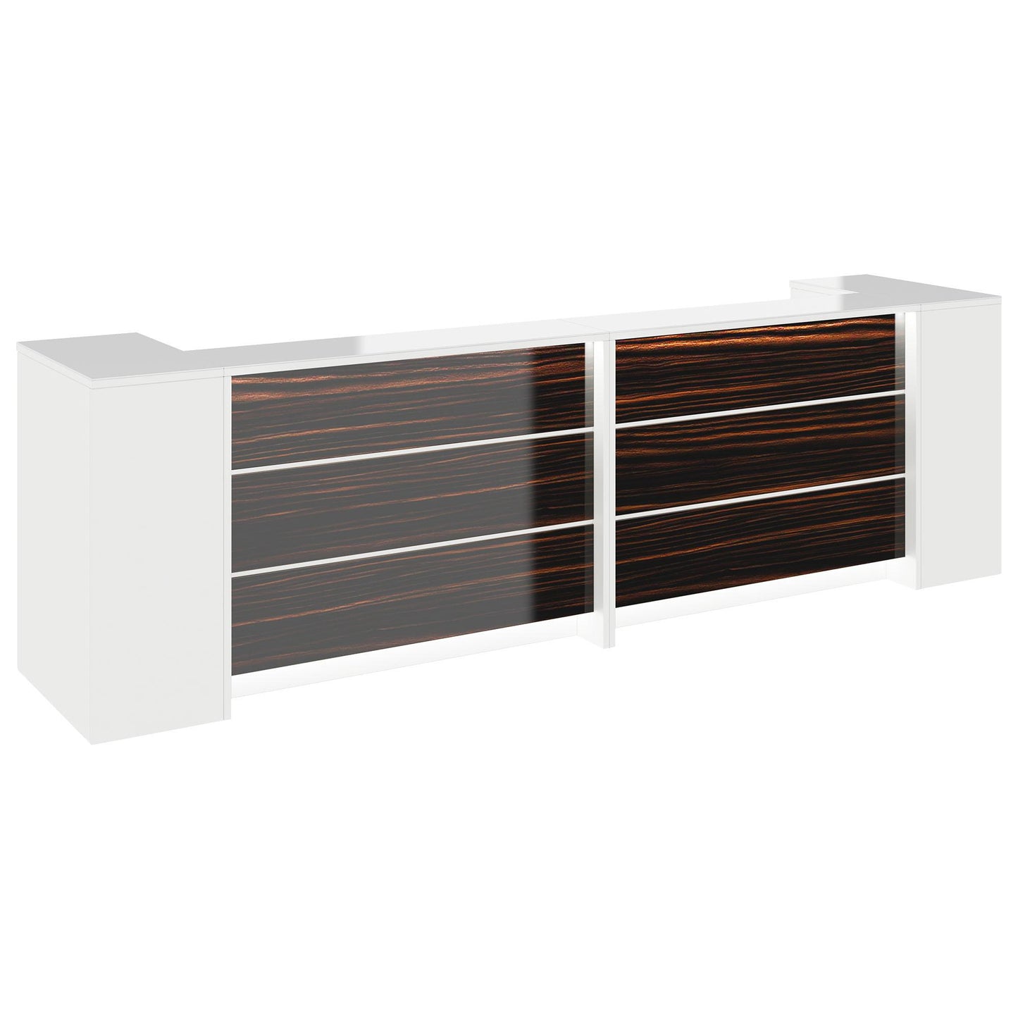 NOVUM Empfangstheke | 3200 - 4000 mm, Multicolor-LED-Beleuchtung, Weiß