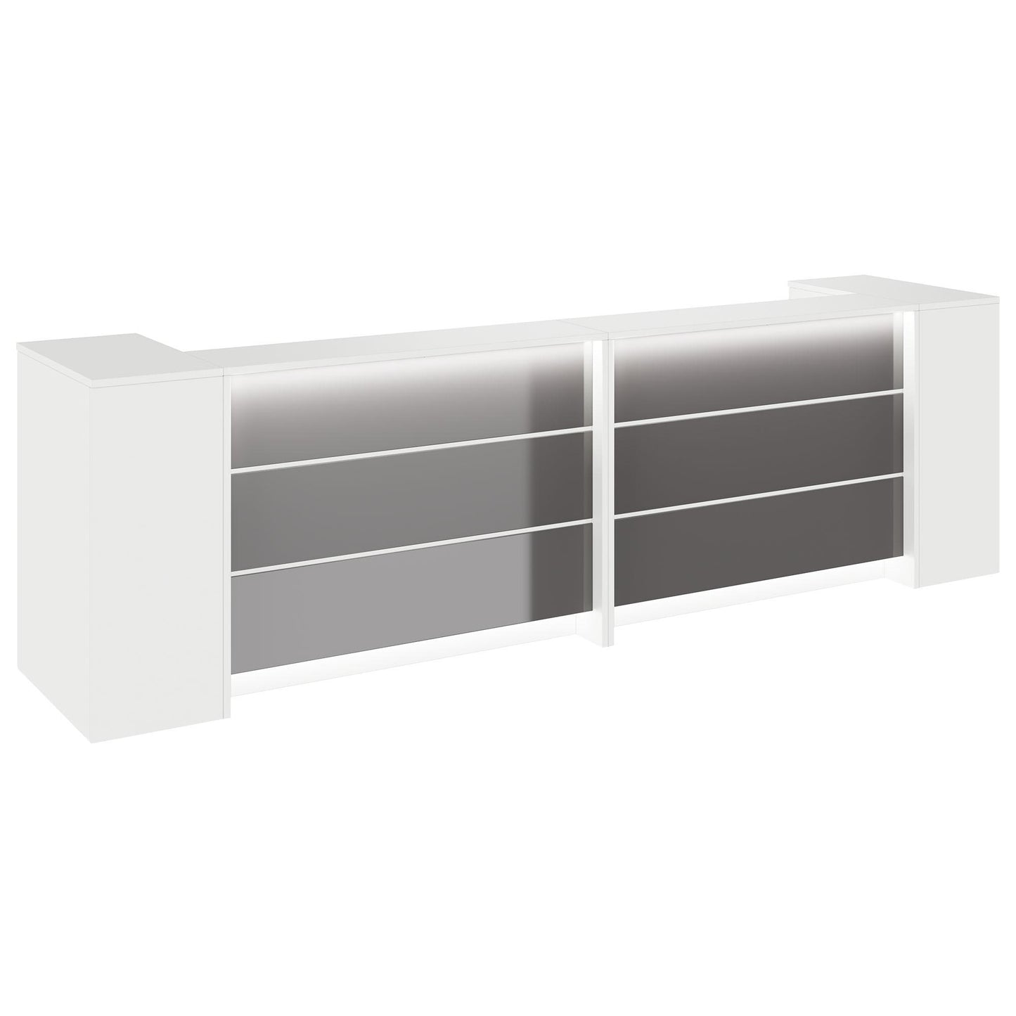 NOVUM Empfangstheke | 3200 - 4000 mm, Multicolor-LED-Beleuchtung, Weiß