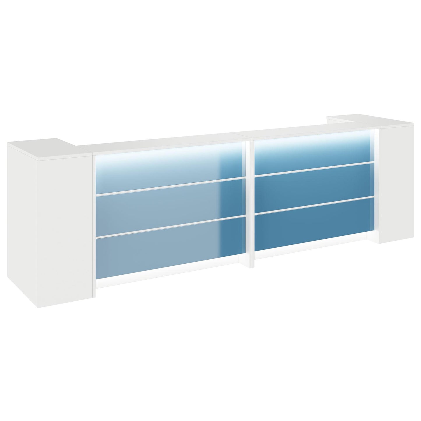 NOVUM Empfangstheke | 3200 - 4000 mm, Multicolor-LED-Beleuchtung, Weiß
