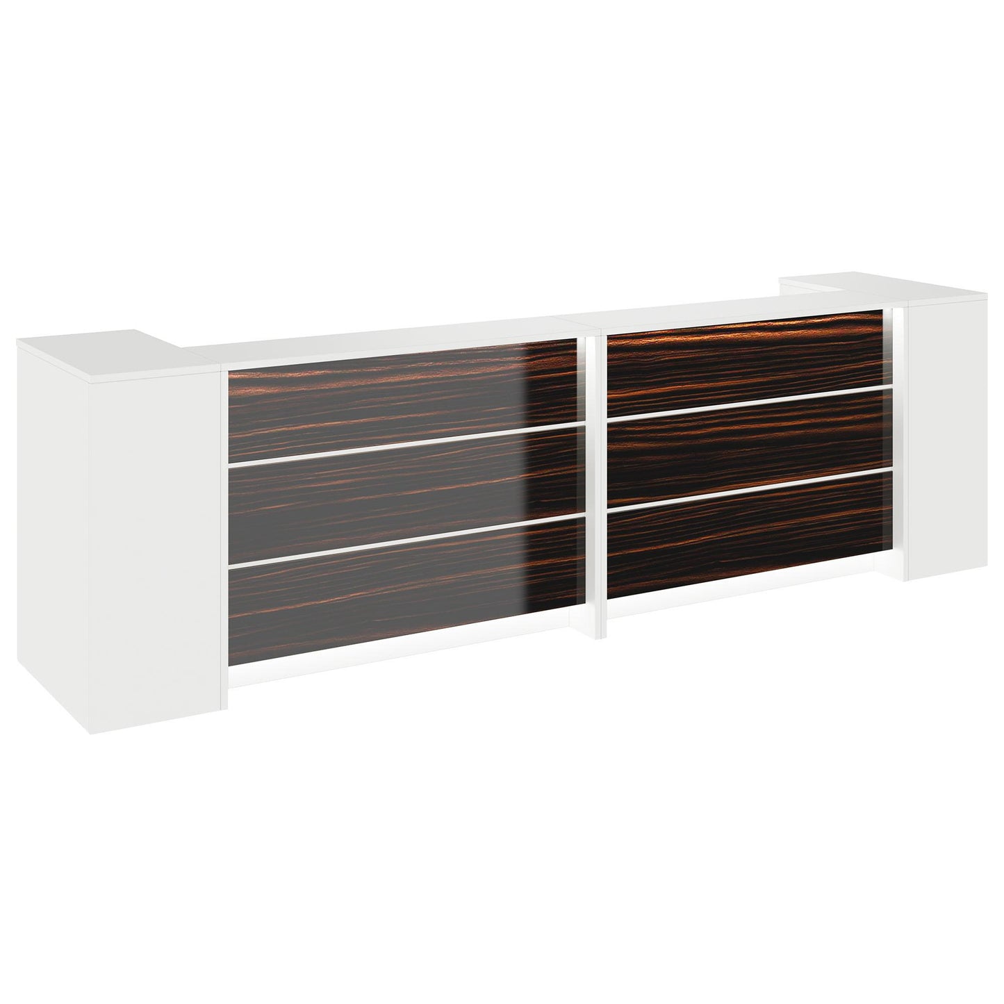 NOVUM Empfangstheke | 3200 - 4000 mm, Multicolor-LED-Beleuchtung, Weiß