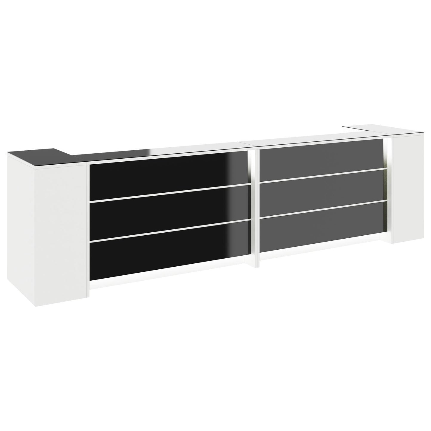NOVUM Empfangstheke | 3200 - 4000 mm, Multicolor-LED-Beleuchtung, Weiß