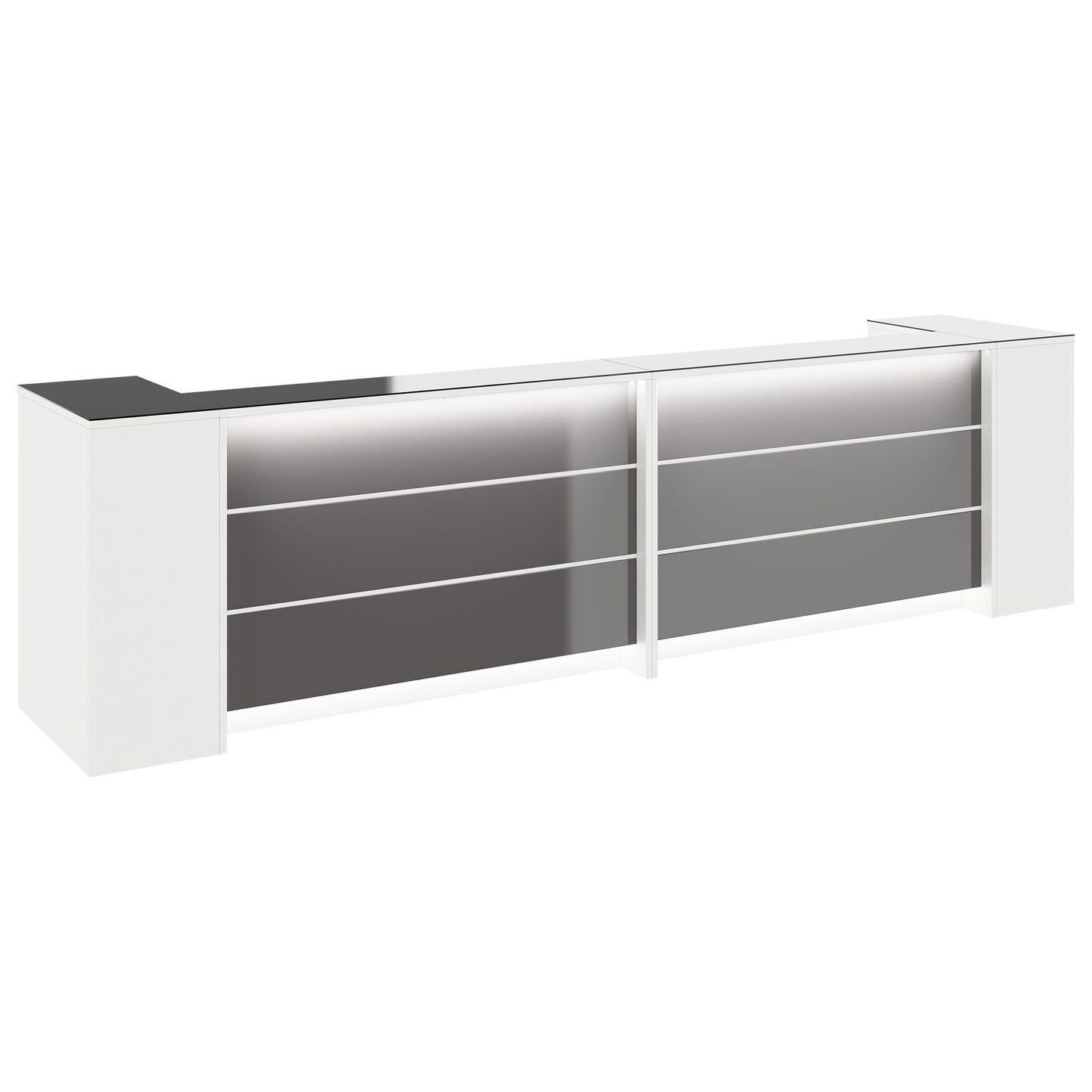 NOVUM Empfangstheke | 3200 - 4000 mm, Multicolor-LED-Beleuchtung, Weiß