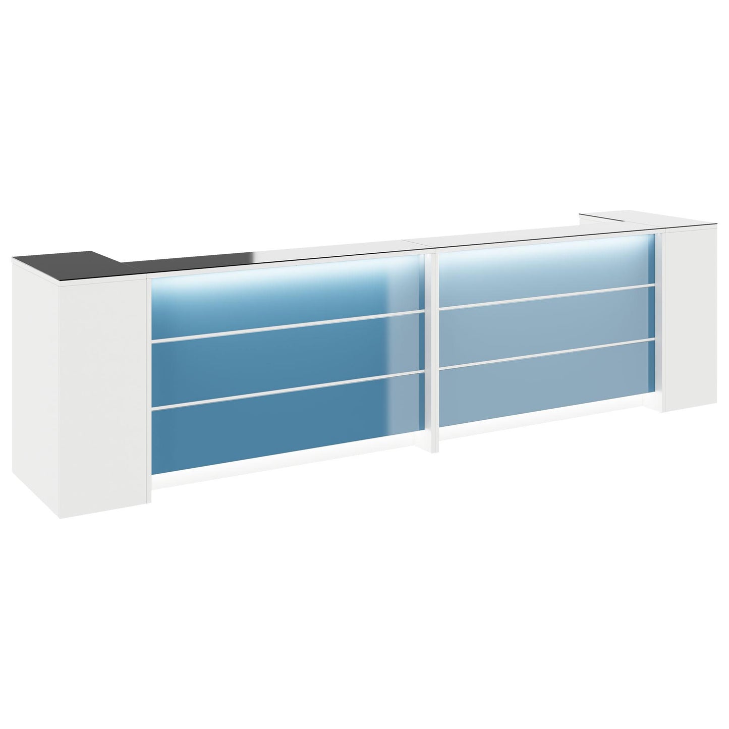 NOVUM Empfangstheke | 3200 - 4000 mm, Multicolor-LED-Beleuchtung, Weiß