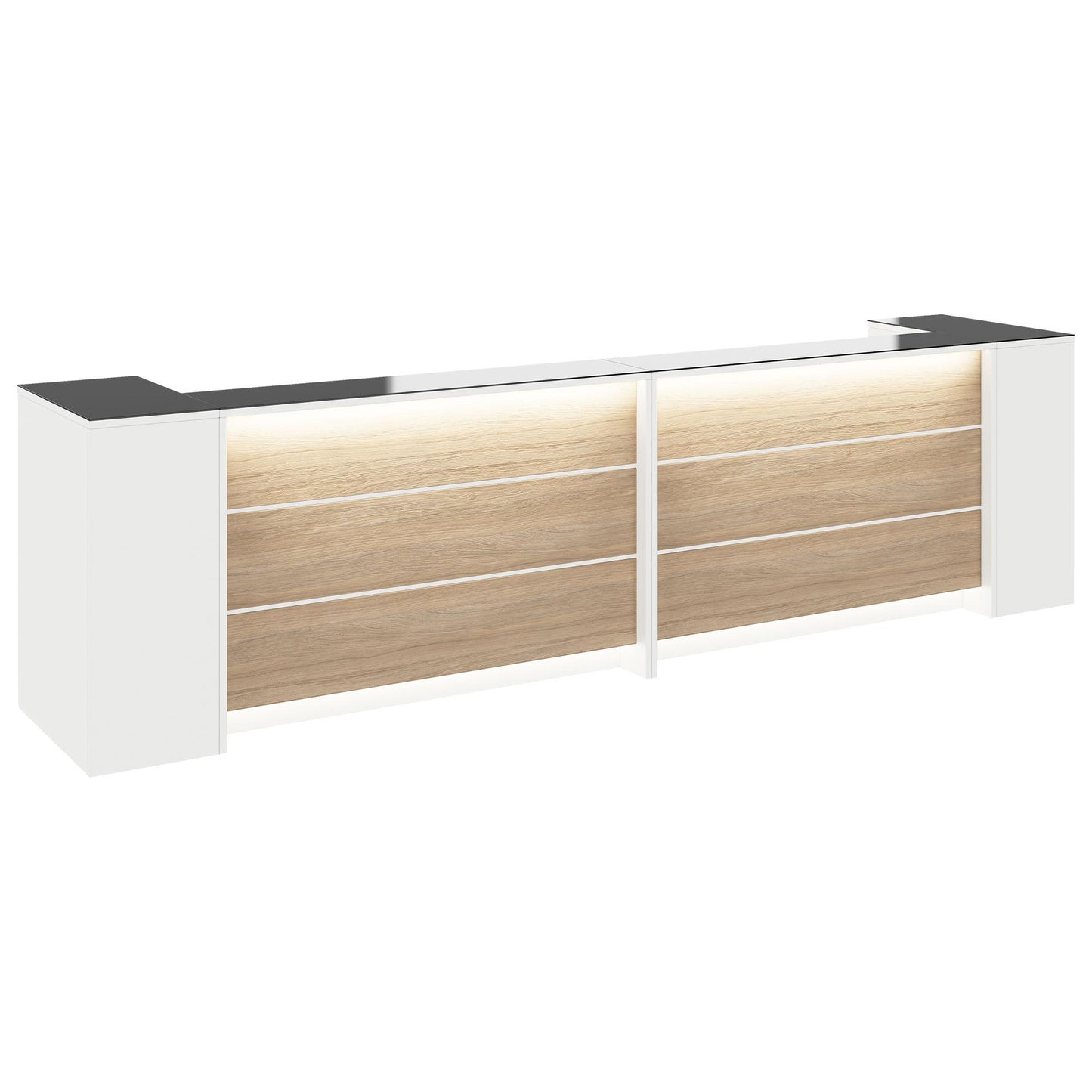 NOVUM Empfangstheke | 3200 - 4000 mm, Multicolor-LED-Beleuchtung, Weiß