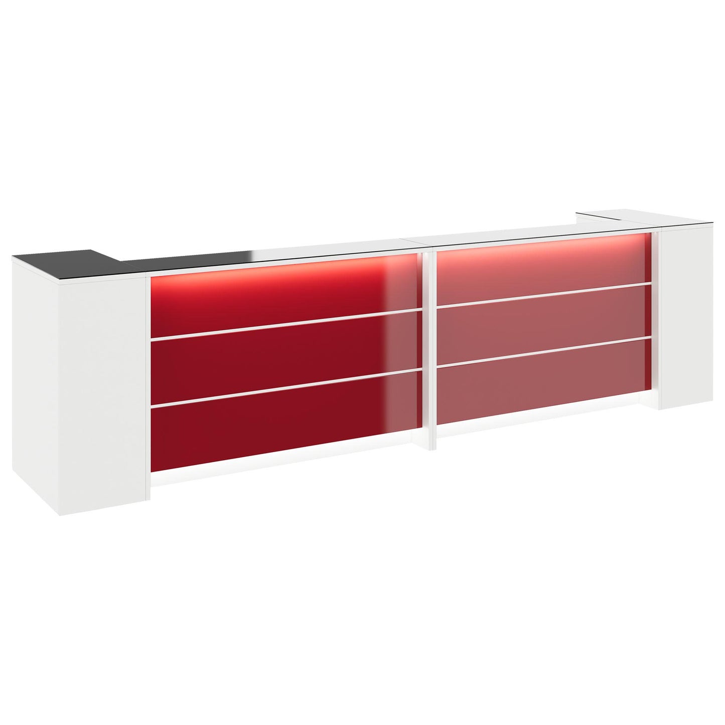 NOVUM Empfangstheke | 3200 - 4000 mm, Multicolor-LED-Beleuchtung, Weiß
