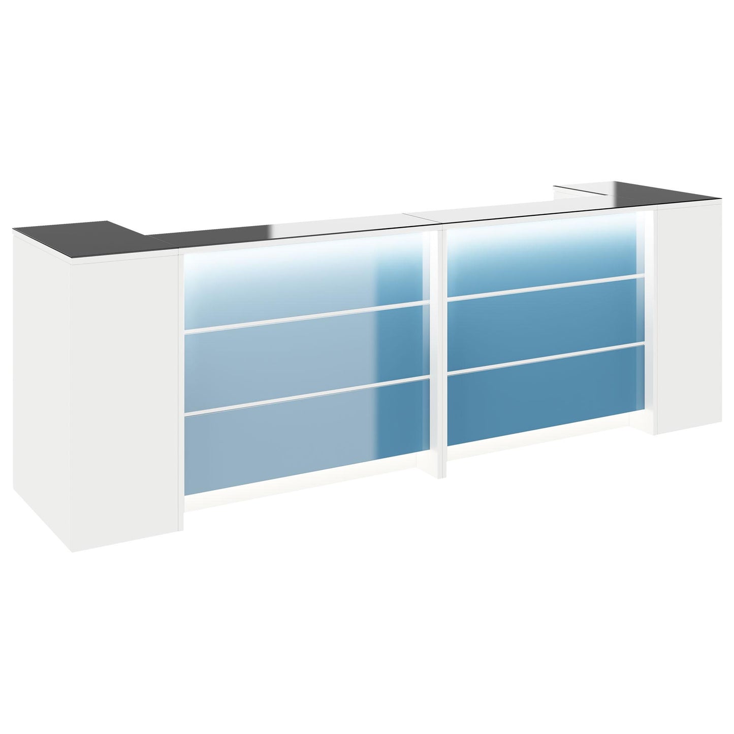 NOVUM Empfangstheke | 3200 - 4000 mm, Multicolor-LED-Beleuchtung, Weiß