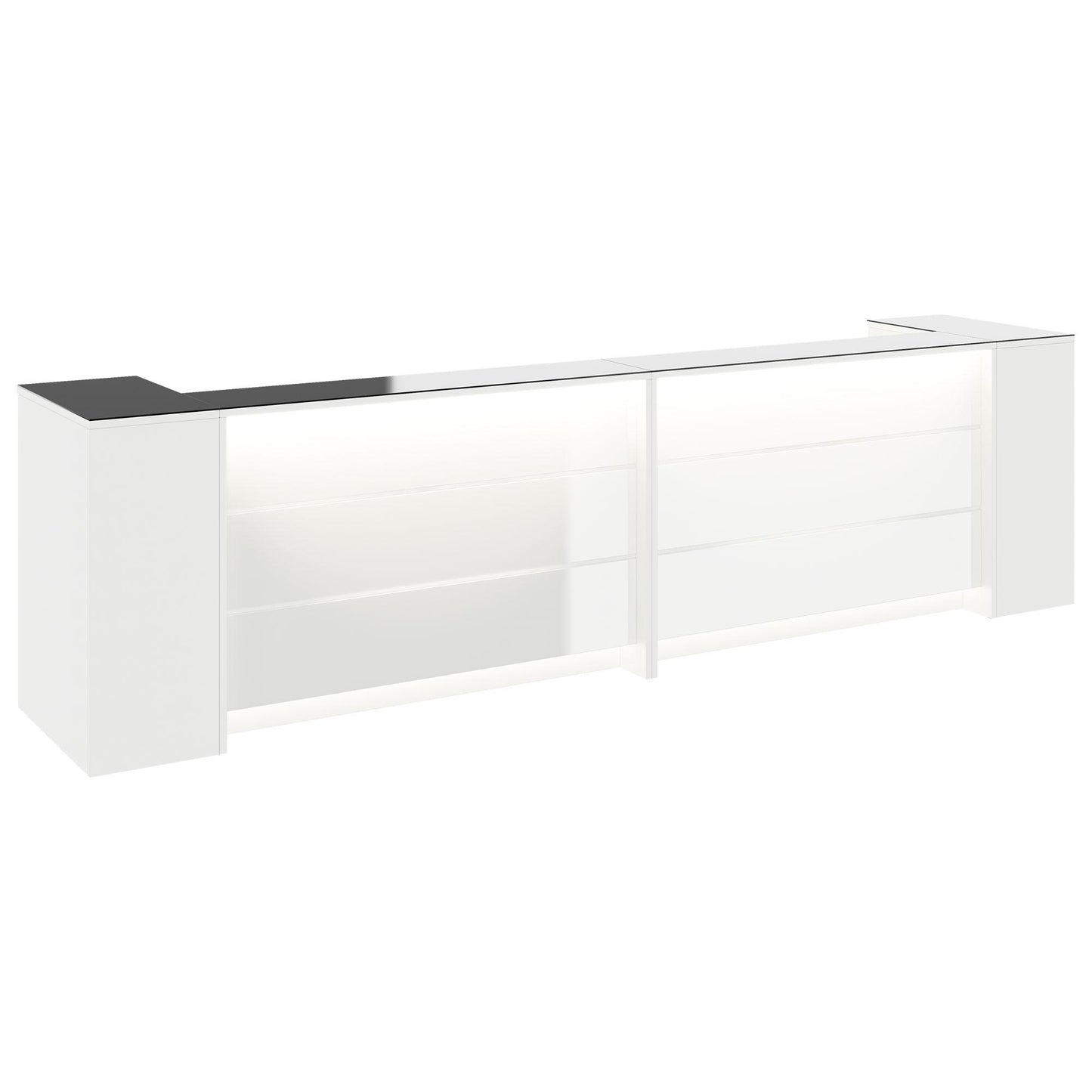 NOVUM Empfangstheke | 3200 - 4000 mm, Multicolor-LED-Beleuchtung, Weiß