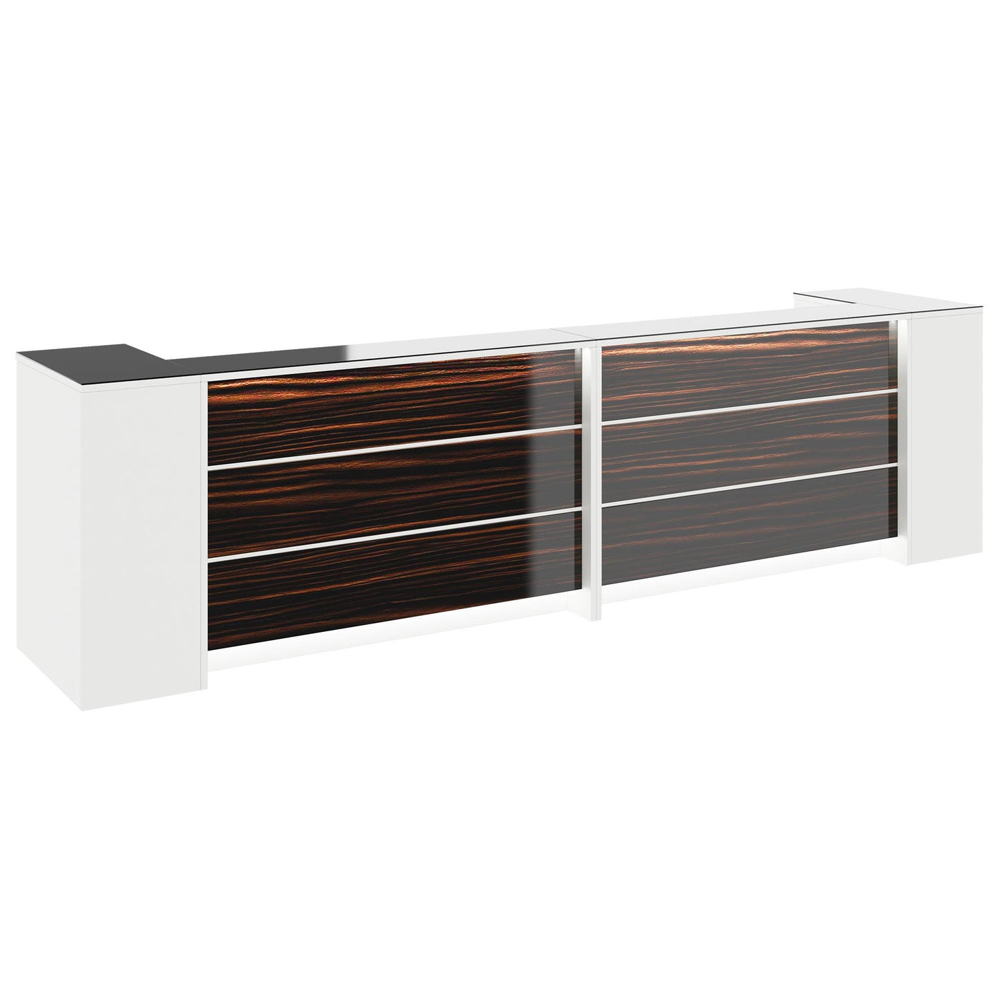 NOVUM Empfangstheke | 3200 - 4000 mm, Multicolor-LED-Beleuchtung, Weiß