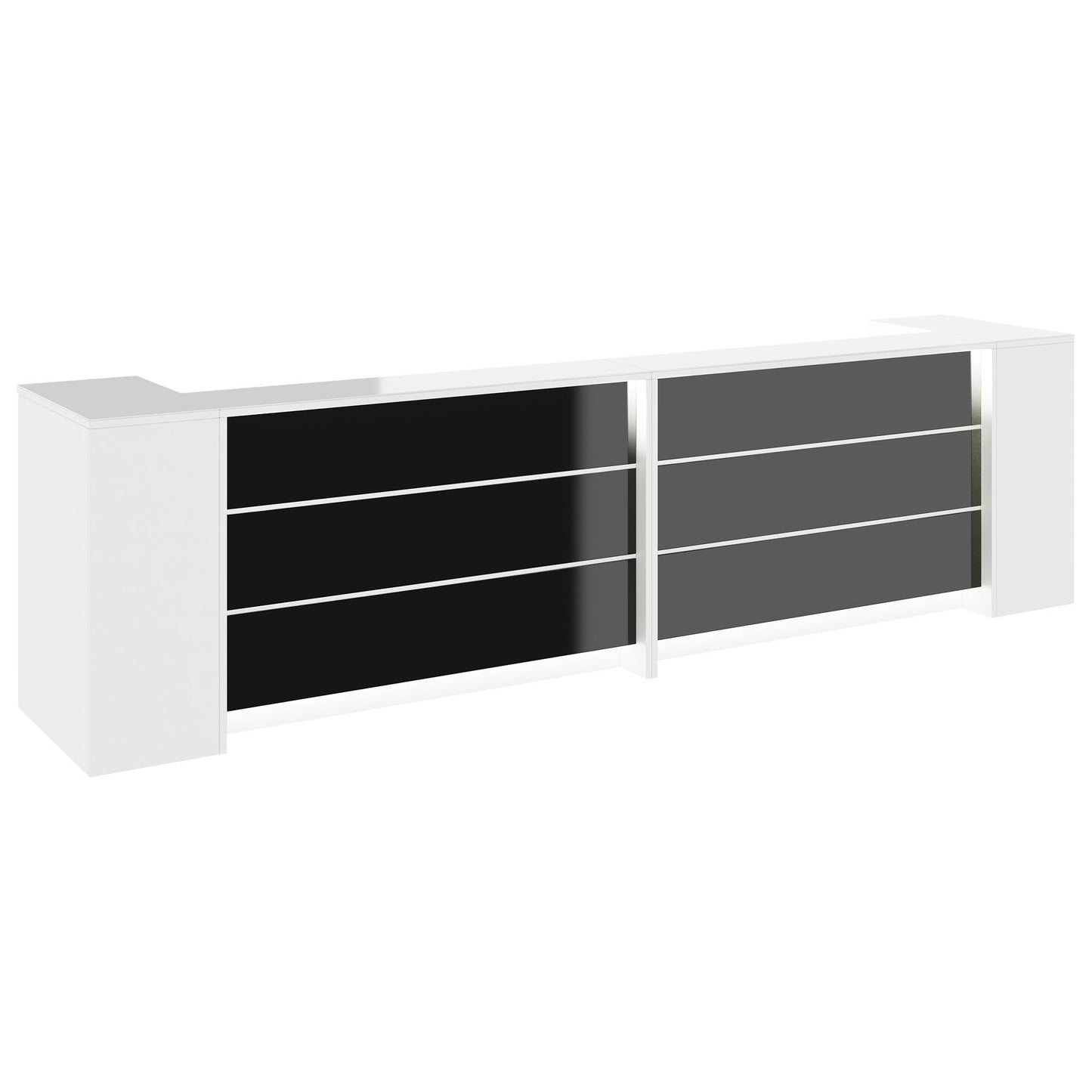 NOVUM Empfangstheke | 3200 - 4000 mm, Multicolor-LED-Beleuchtung, Weiß