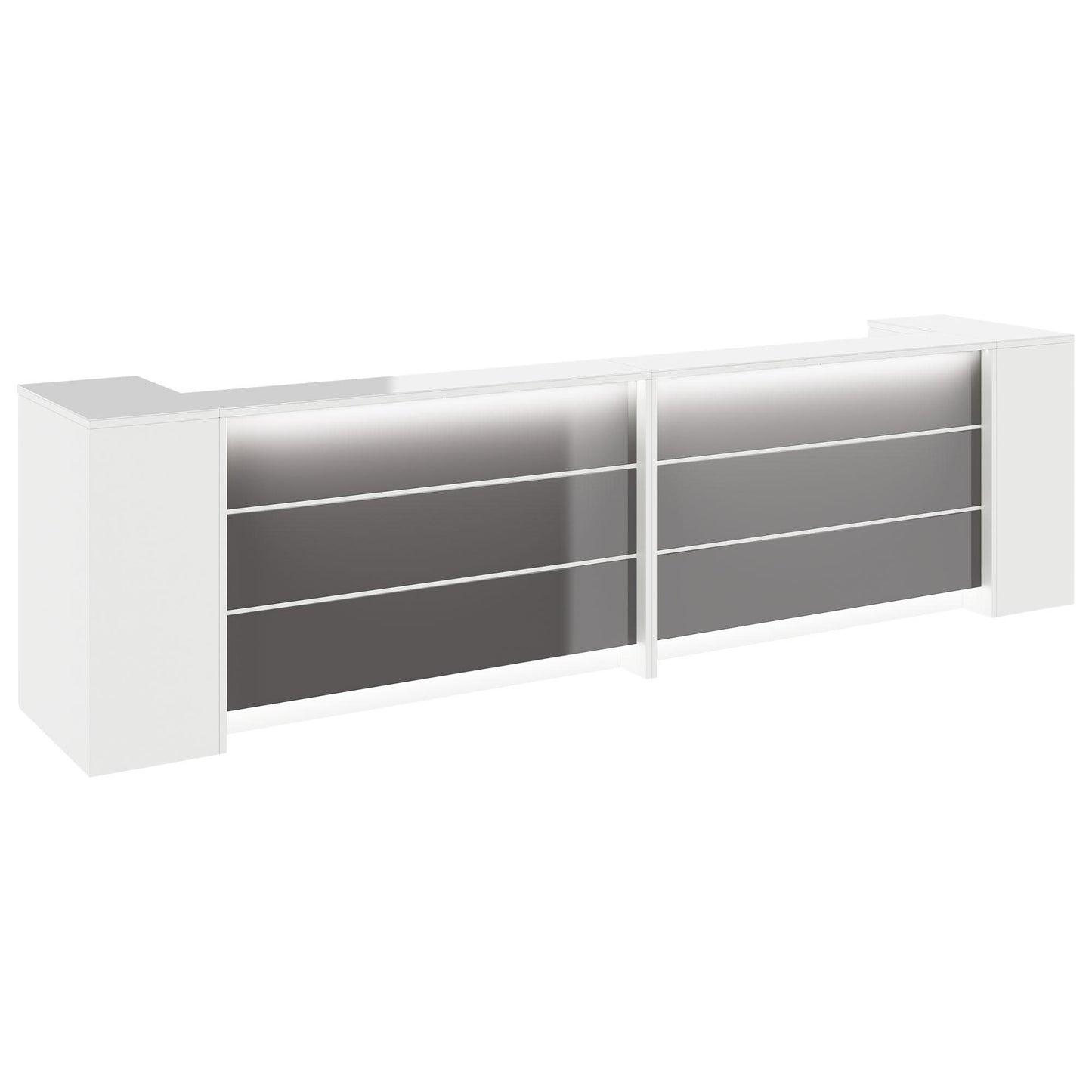NOVUM Empfangstheke | 3200 - 4000 mm, Multicolor-LED-Beleuchtung, Weiß