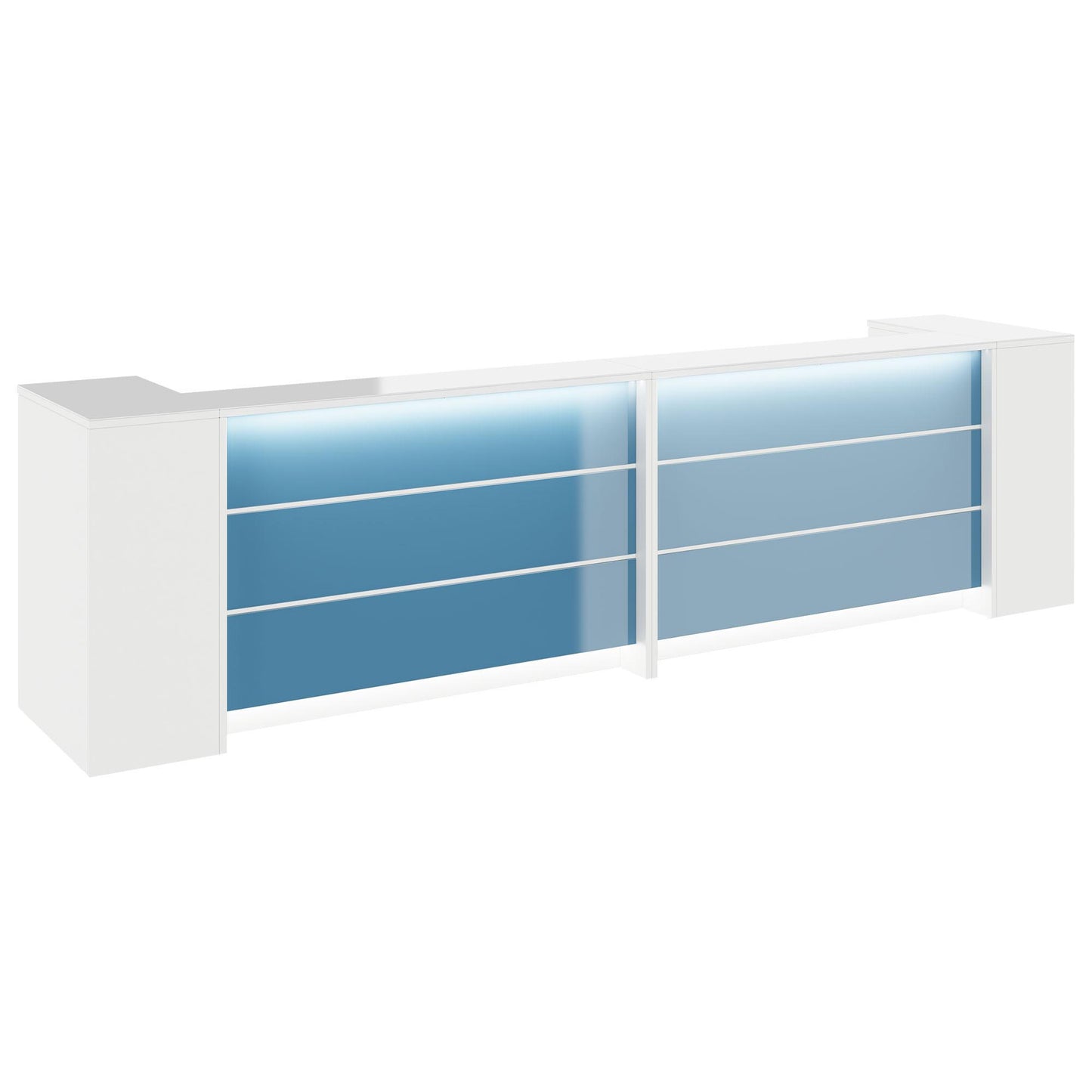 NOVUM Empfangstheke | 3200 - 4000 mm, Multicolor-LED-Beleuchtung, Weiß