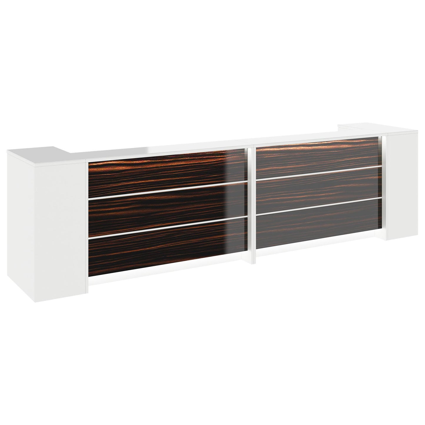 NOVUM Empfangstheke | 3200 - 4000 mm, Multicolor-LED-Beleuchtung, Weiß