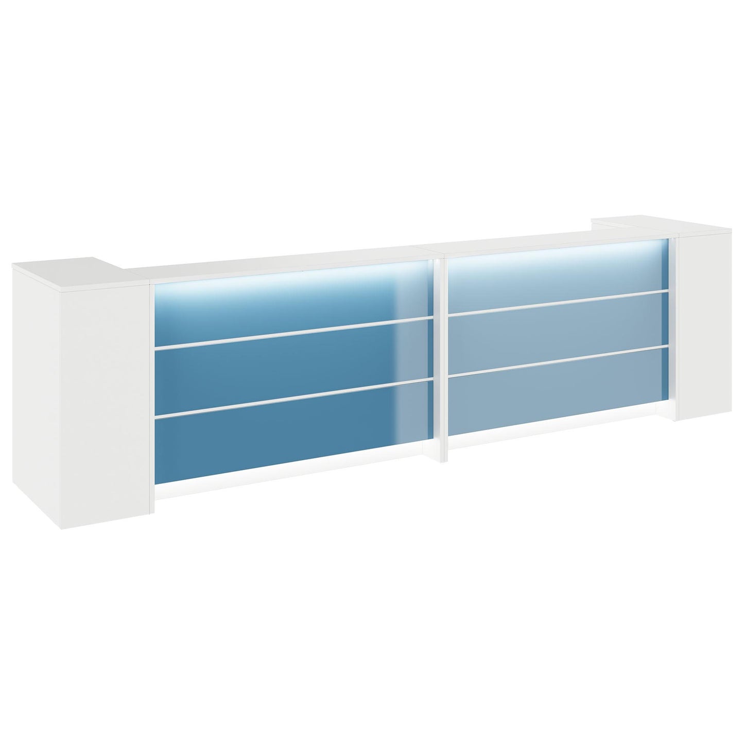 NOVUM Empfangstheke | 3200 - 4000 mm, Multicolor-LED-Beleuchtung, Weiß