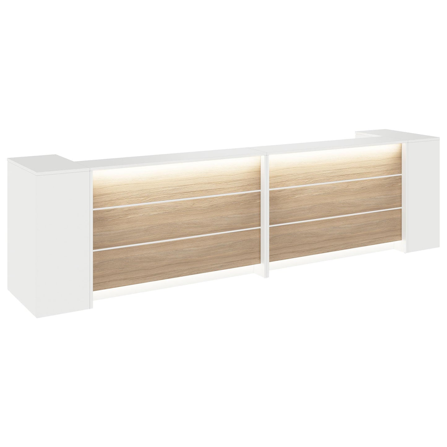 NOVUM Empfangstheke | 3200 - 4000 mm, Multicolor-LED-Beleuchtung, Weiß