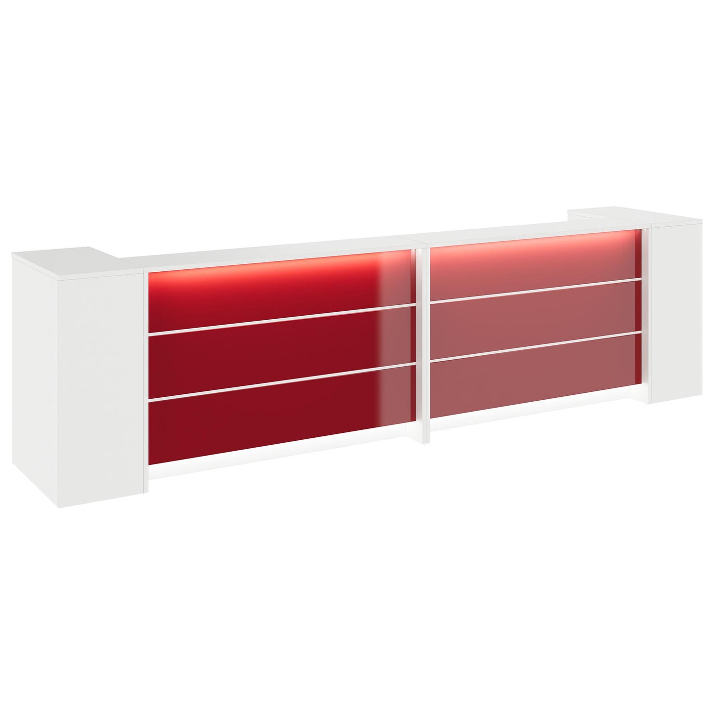 NOVUM Empfangstheke | 3200 - 4000 mm, Multicolor-LED-Beleuchtung, Weiß