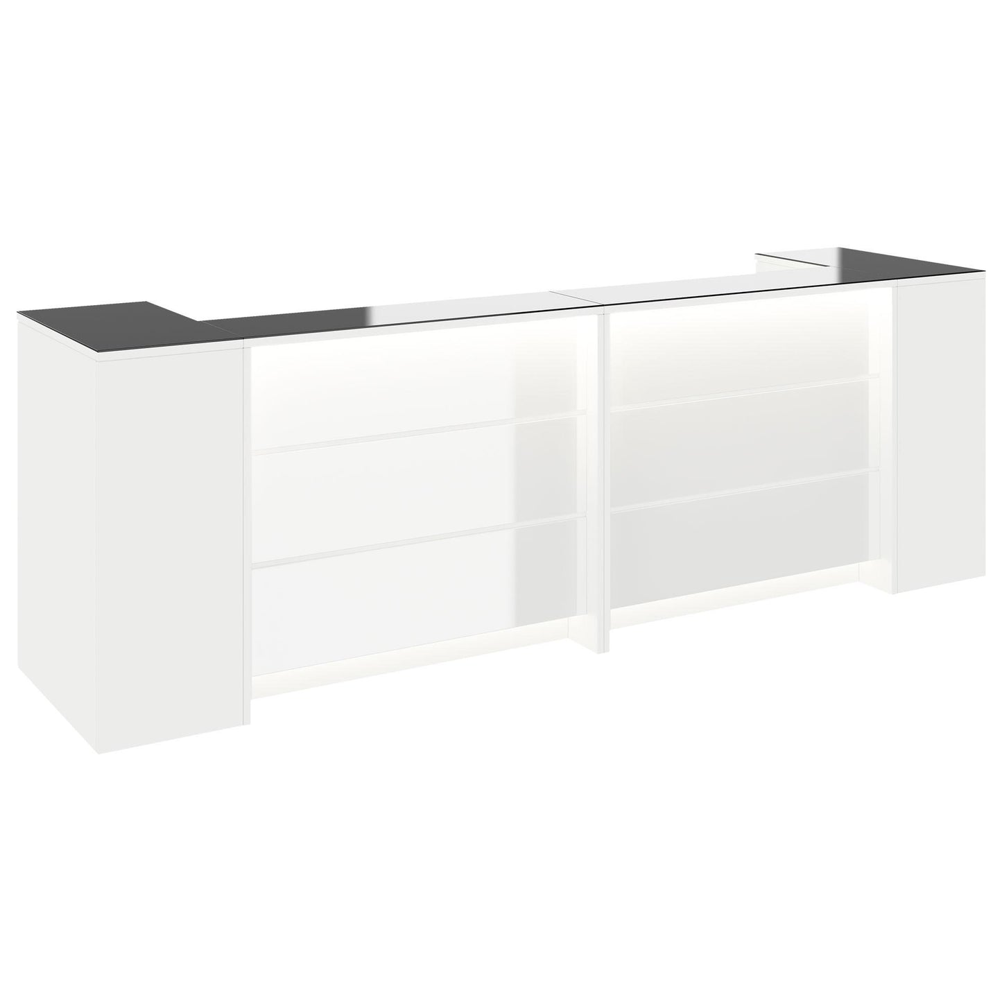 NOVUM Empfangstheke | 3200 - 4000 mm, Multicolor-LED-Beleuchtung, Weiß