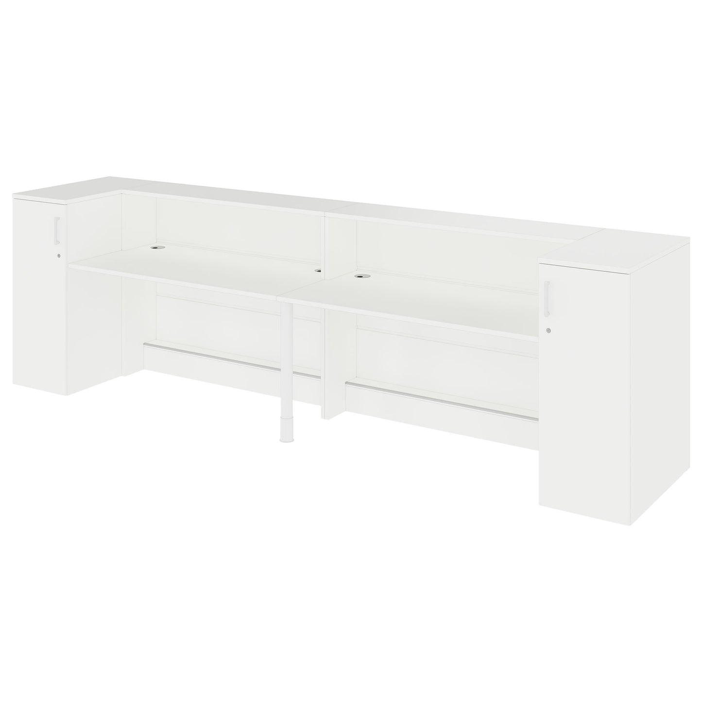 NOVUM Empfangstheke | 3200 - 4000 mm, Multicolor-LED-Beleuchtung, Weiß
