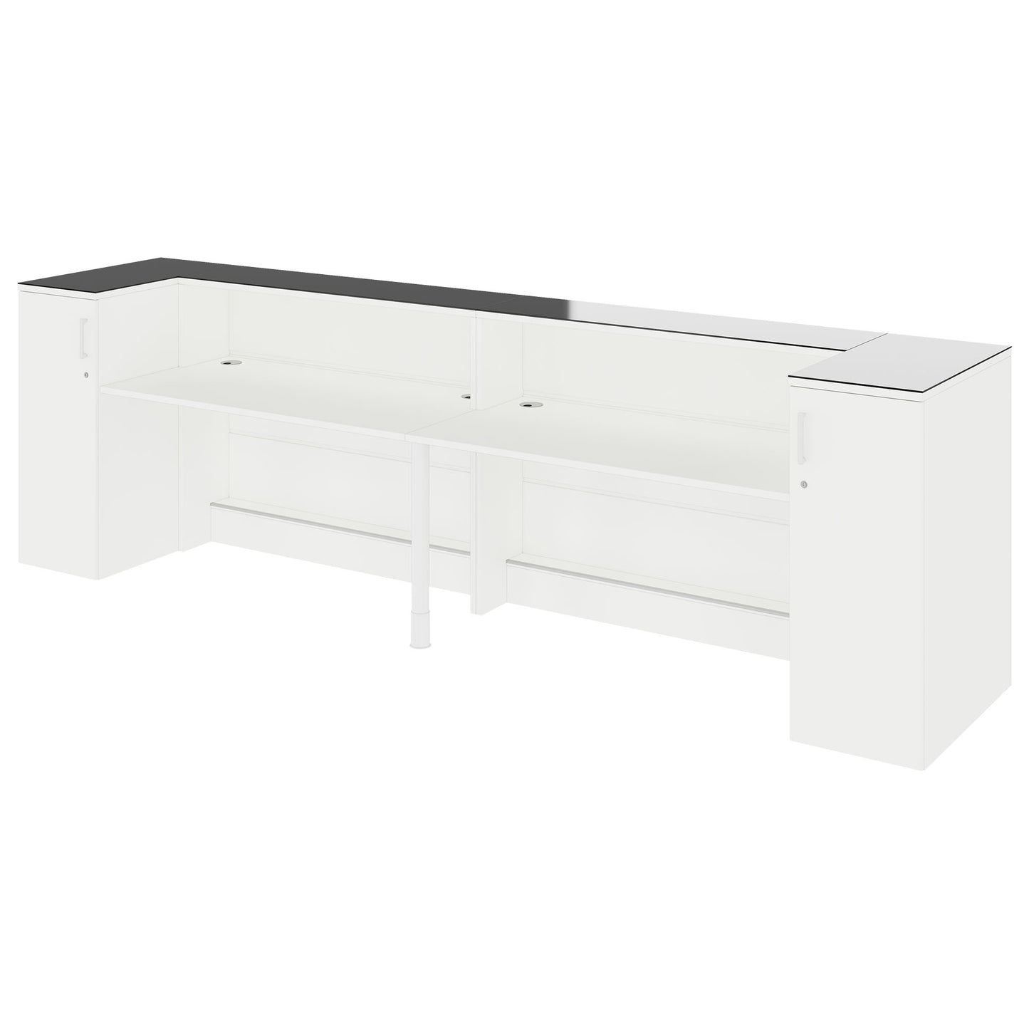 NOVUM Empfangstheke | 3200 - 4000 mm, Multicolor-LED-Beleuchtung, Weiß