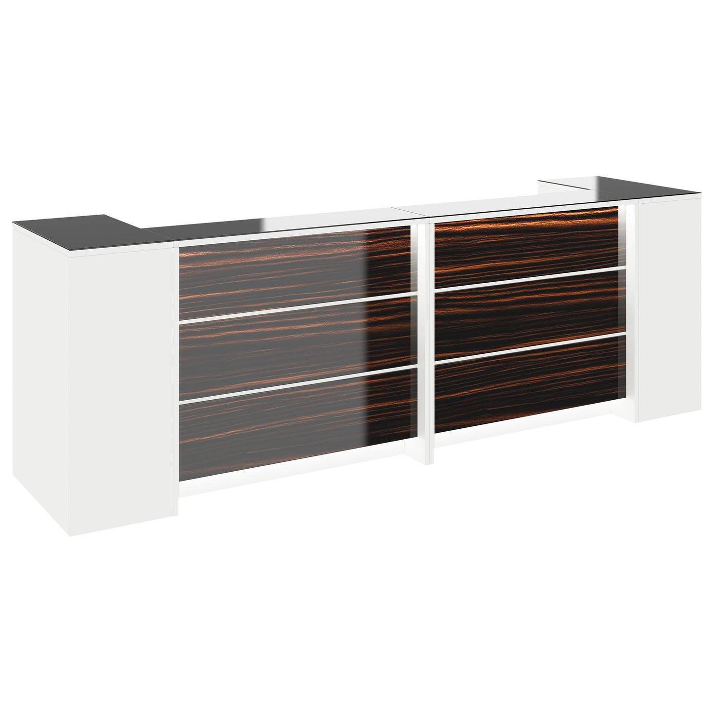 NOVUM Empfangstheke | 3200 - 4000 mm, Multicolor-LED-Beleuchtung, Weiß