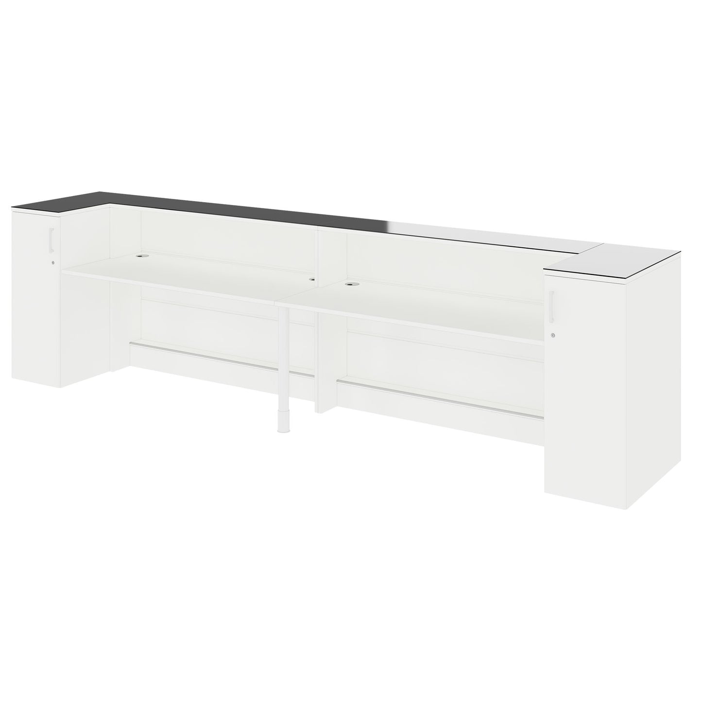 NOVUM Empfangstheke | 3200 - 4000 mm, Multicolor-LED-Beleuchtung, Weiß