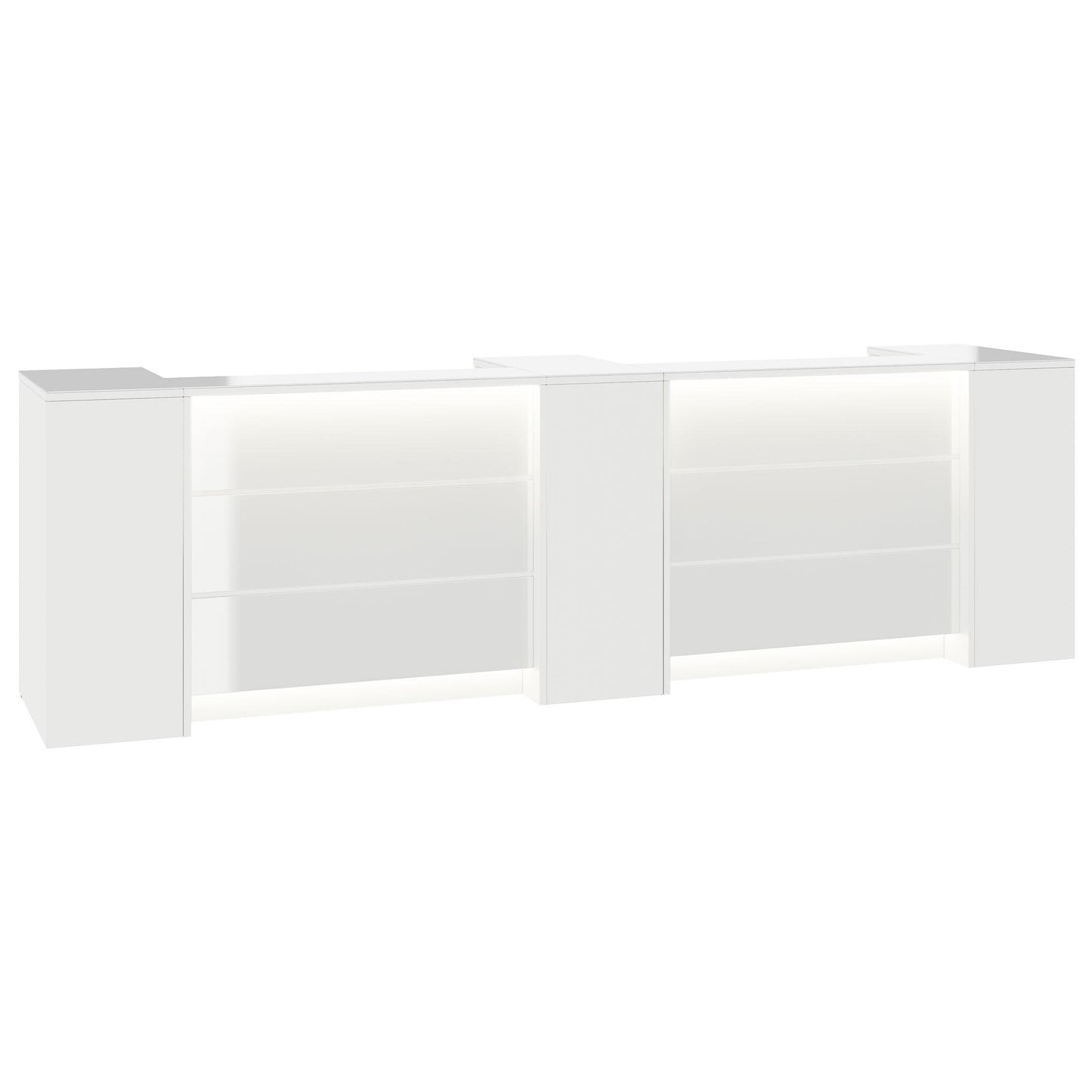 NOVUM Empfangstheke | 3600 - 4400 mm, Multicolor-LED-Beleuchtung, Weiß