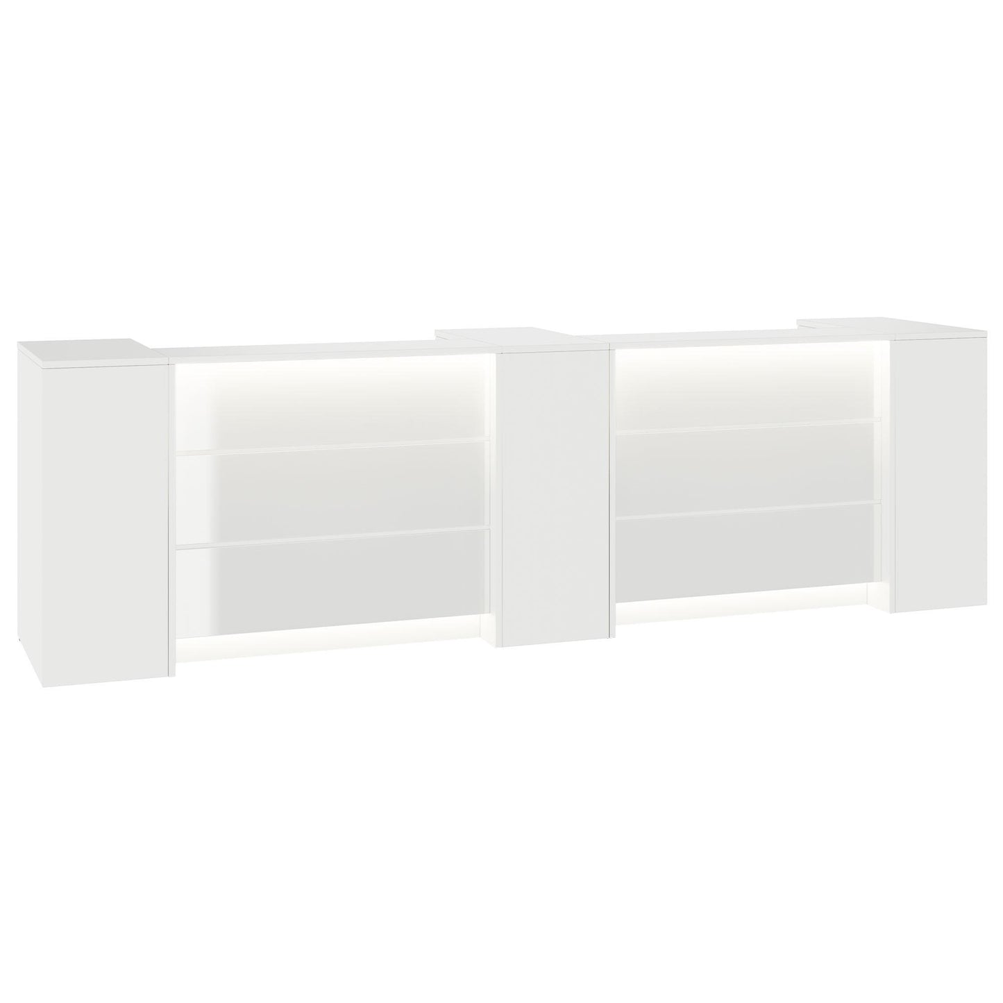 NOVUM Empfangstheke | 3600 - 4400 mm, Multicolor-LED-Beleuchtung, Weiß