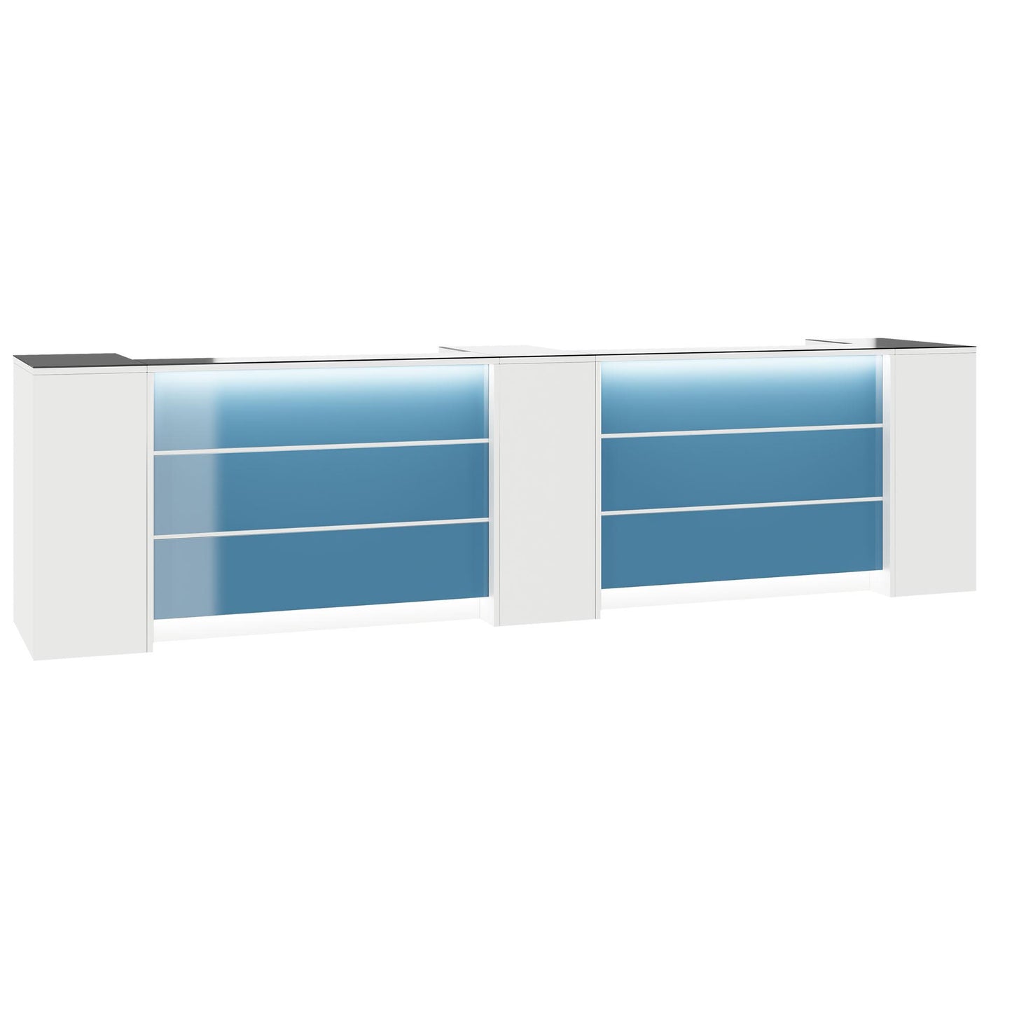 NOVUM Empfangstheke | 3600 - 4400 mm, Multicolor-LED-Beleuchtung, Weiß