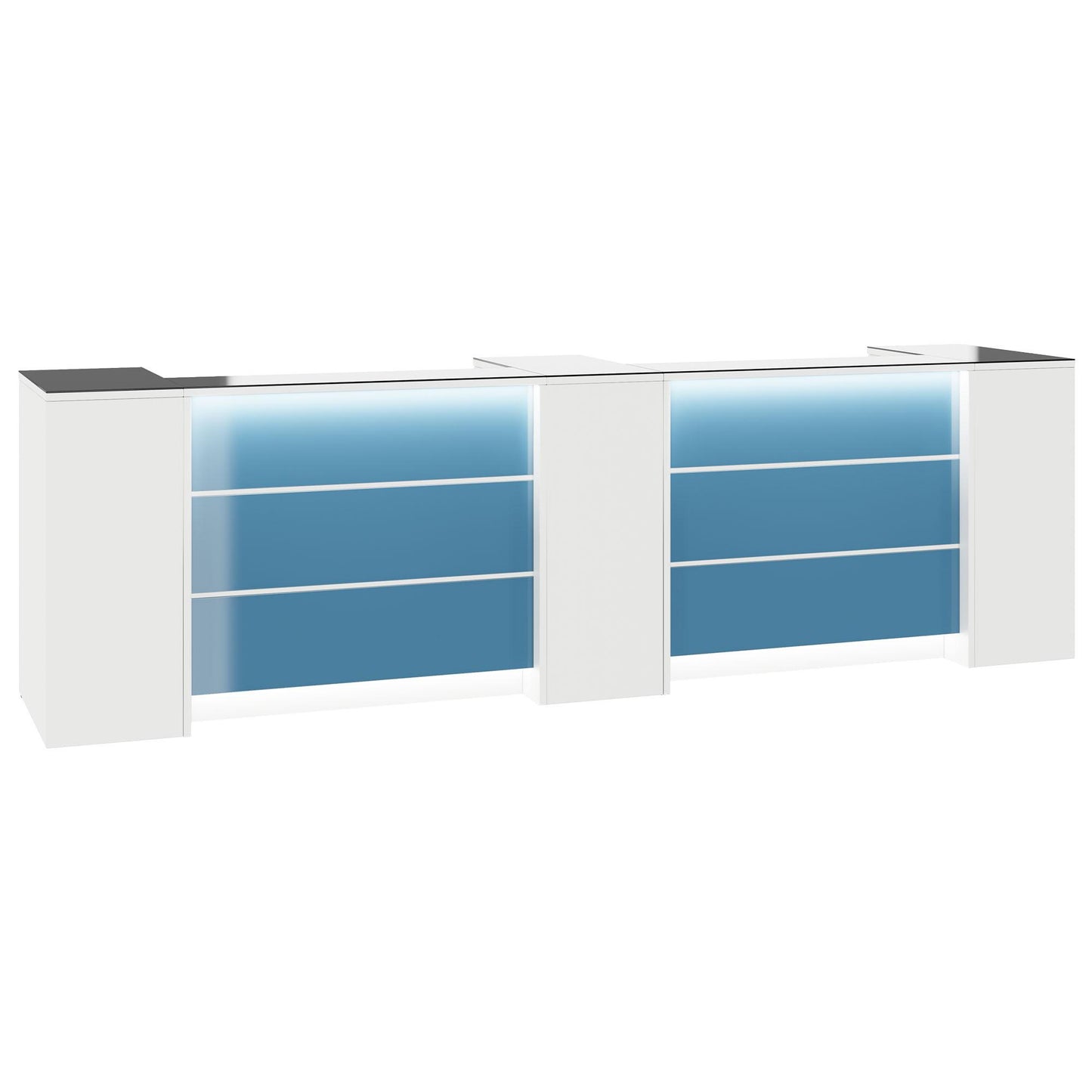 NOVUM Empfangstheke | 3600 - 4400 mm, Multicolor-LED-Beleuchtung, Weiß