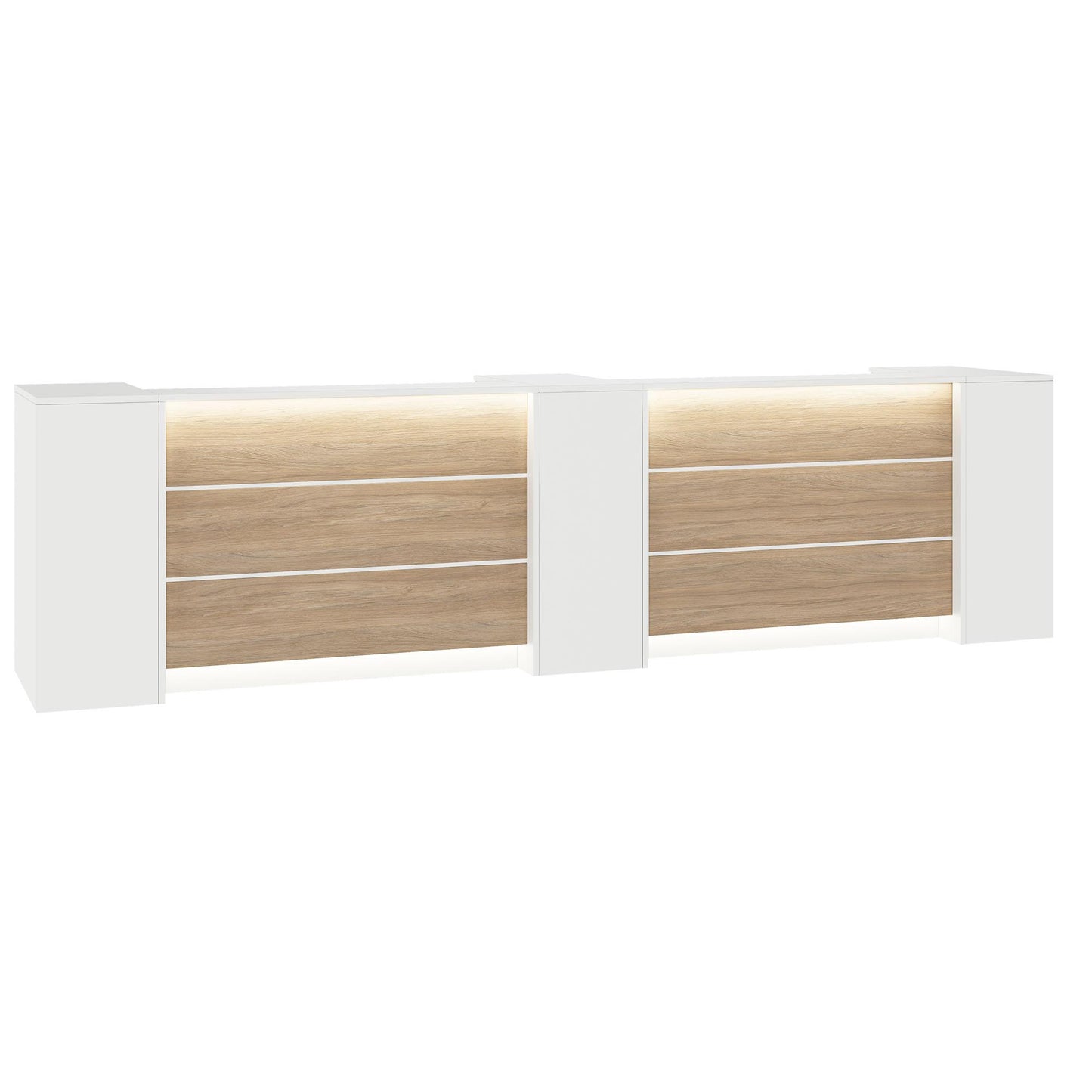 NOVUM Empfangstheke | 3600 - 4400 mm, Multicolor-LED-Beleuchtung, Weiß