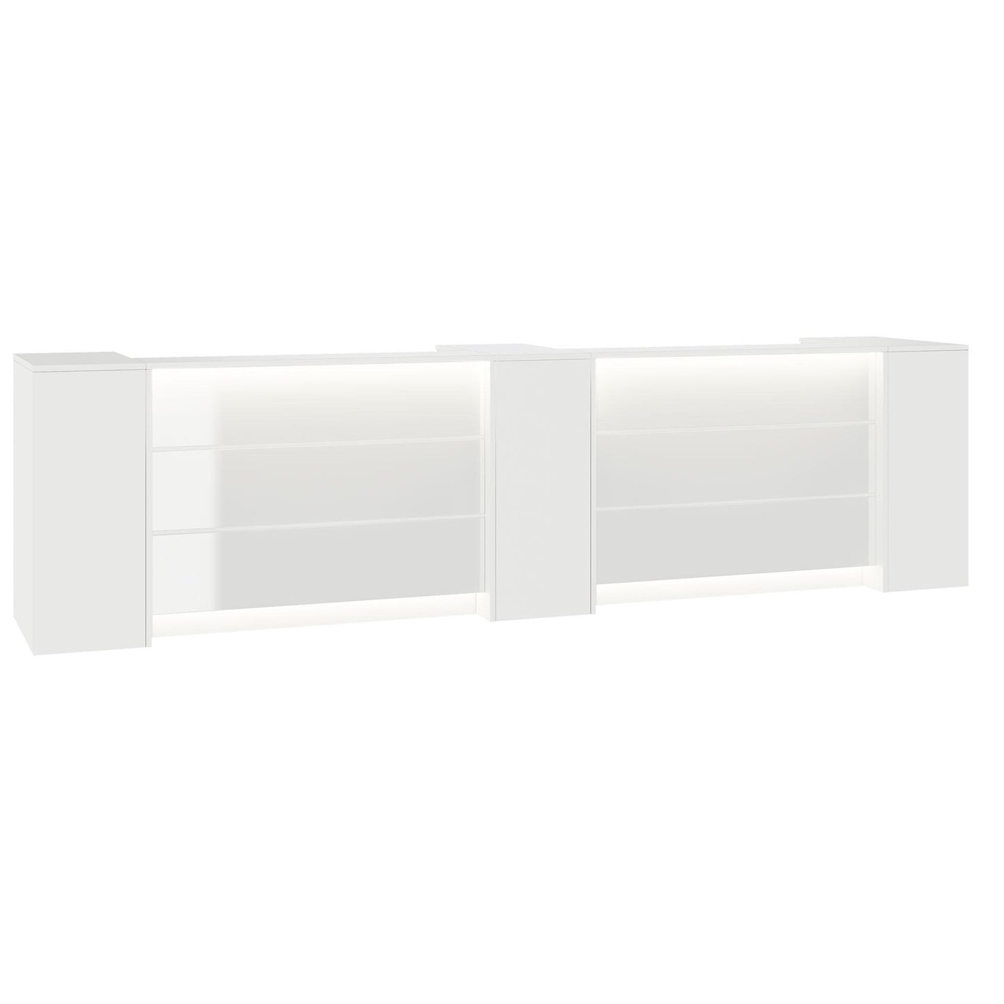 NOVUM Empfangstheke | 3600 - 4400 mm, Multicolor-LED-Beleuchtung, Weiß