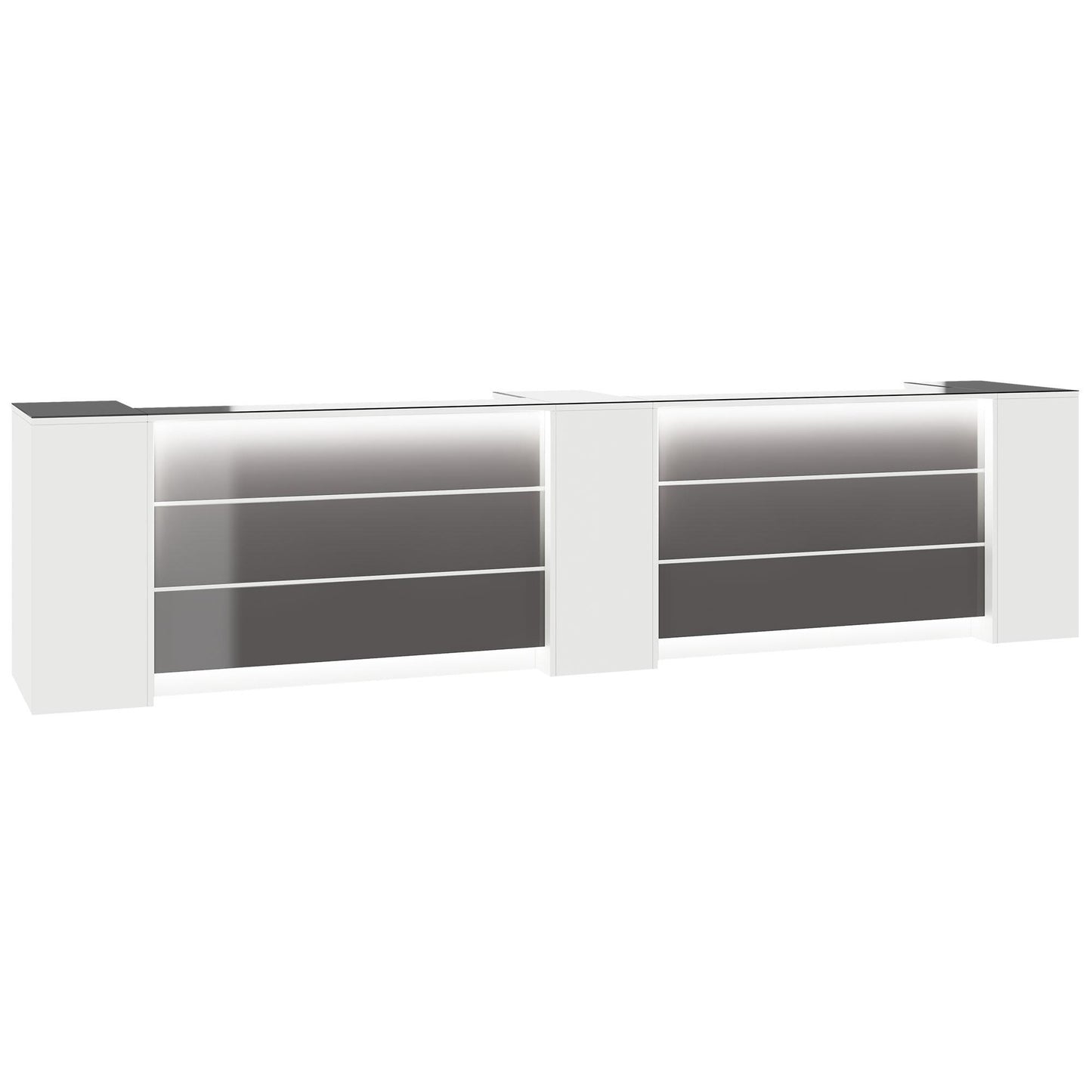 NOVUM Empfangstheke | 3600 - 4400 mm, Multicolor-LED-Beleuchtung, Weiß