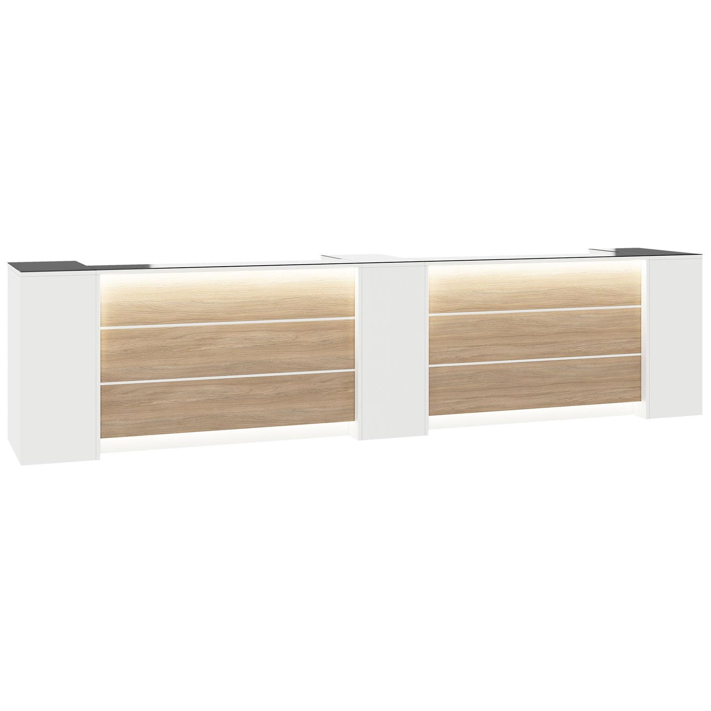 NOVUM Empfangstheke | 3600 - 4400 mm, Multicolor-LED-Beleuchtung, Weiß