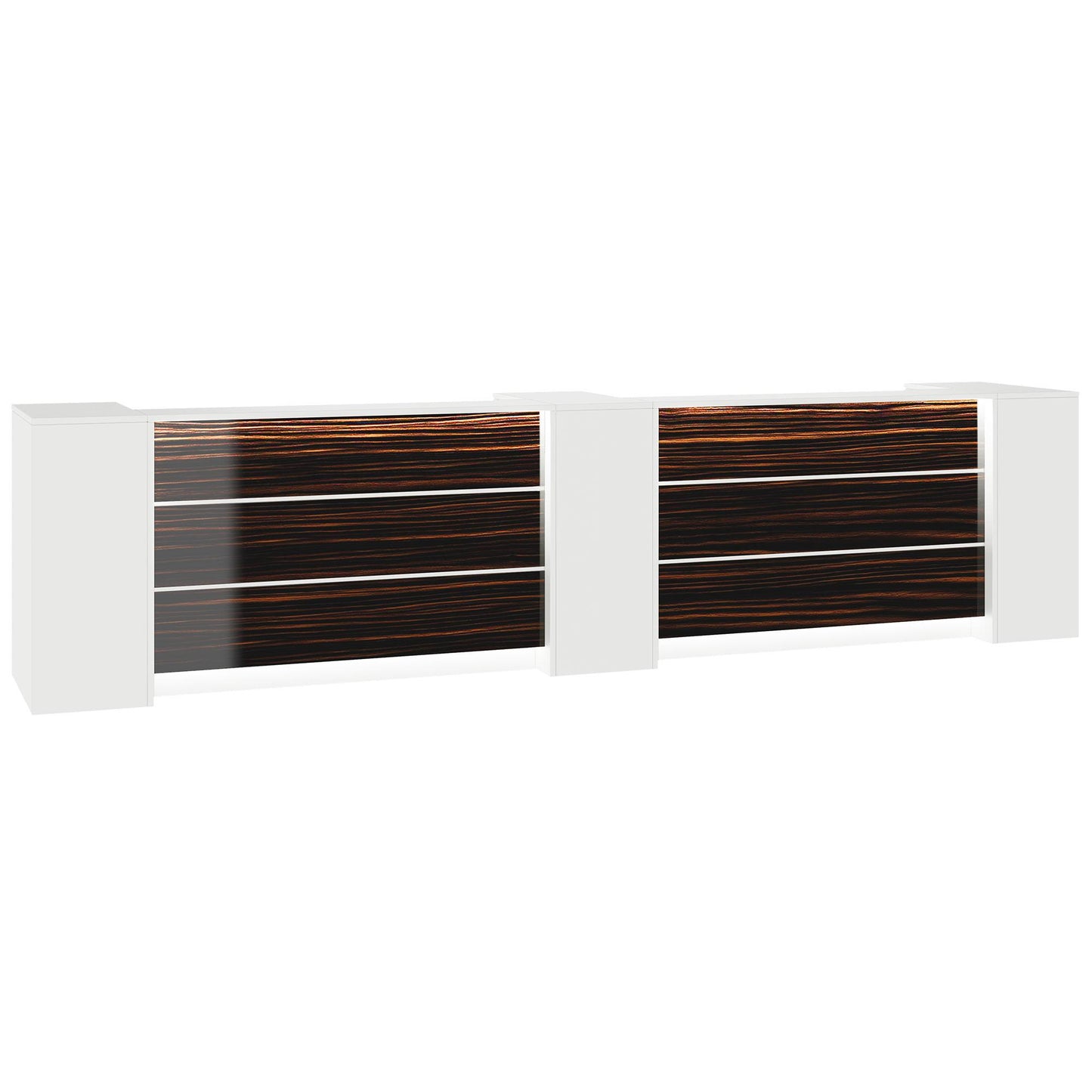 NOVUM Empfangstheke | 3600 - 4400 mm, Multicolor-LED-Beleuchtung, Weiß