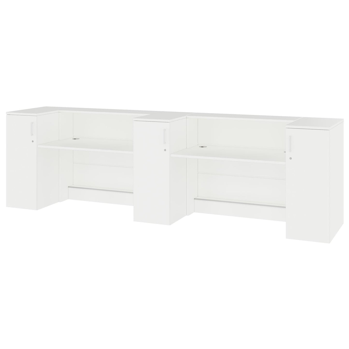 NOVUM Empfangstheke | 3600 - 4400 mm, Multicolor-LED-Beleuchtung, Weiß