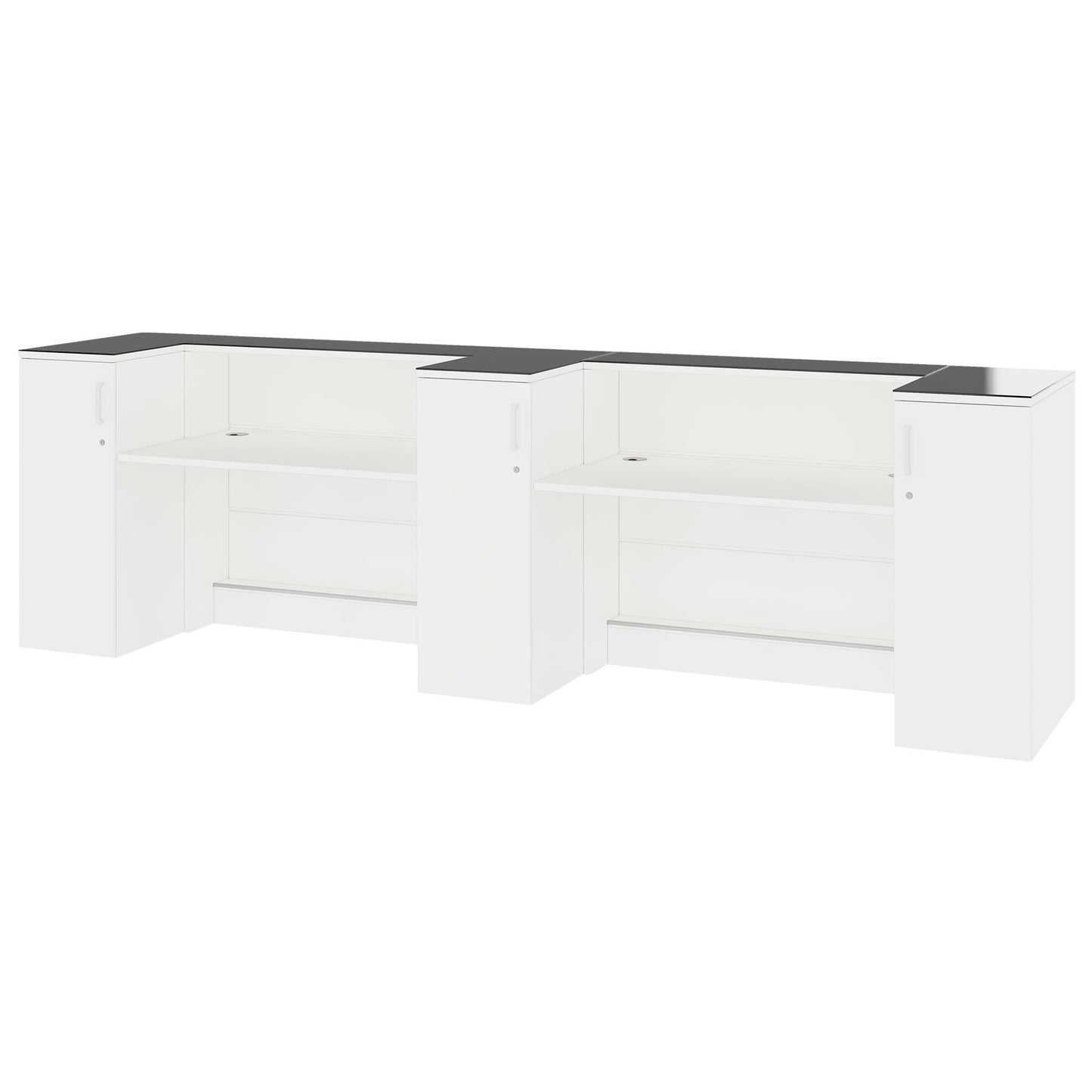 NOVUM Empfangstheke | 3600 - 4400 mm, Multicolor-LED-Beleuchtung, Weiß