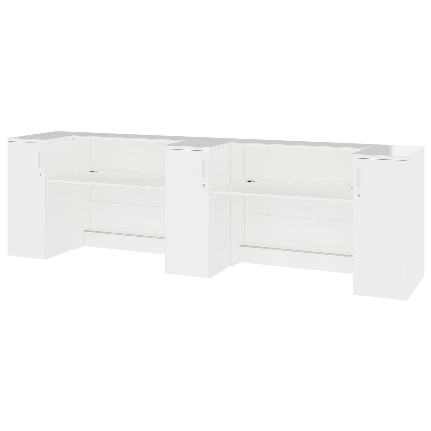 NOVUM Empfangstheke | 3600 - 4400 mm, Multicolor-LED-Beleuchtung, Weiß