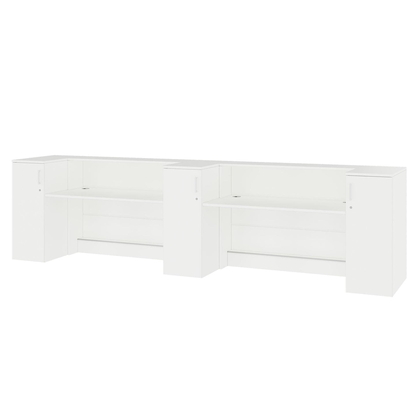 NOVUM Empfangstheke | 3600 - 4400 mm, Multicolor-LED-Beleuchtung, Weiß