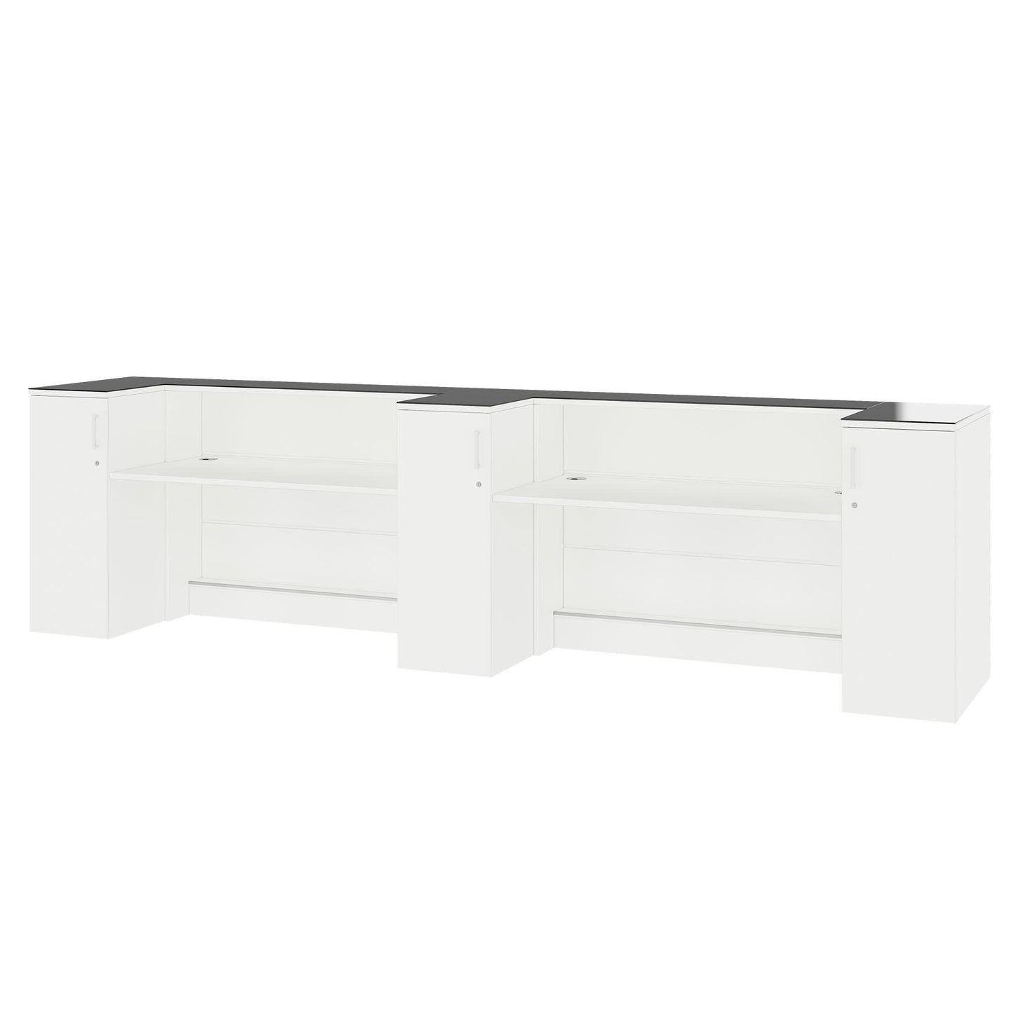 NOVUM Empfangstheke | 3600 - 4400 mm, Multicolor-LED-Beleuchtung, Weiß